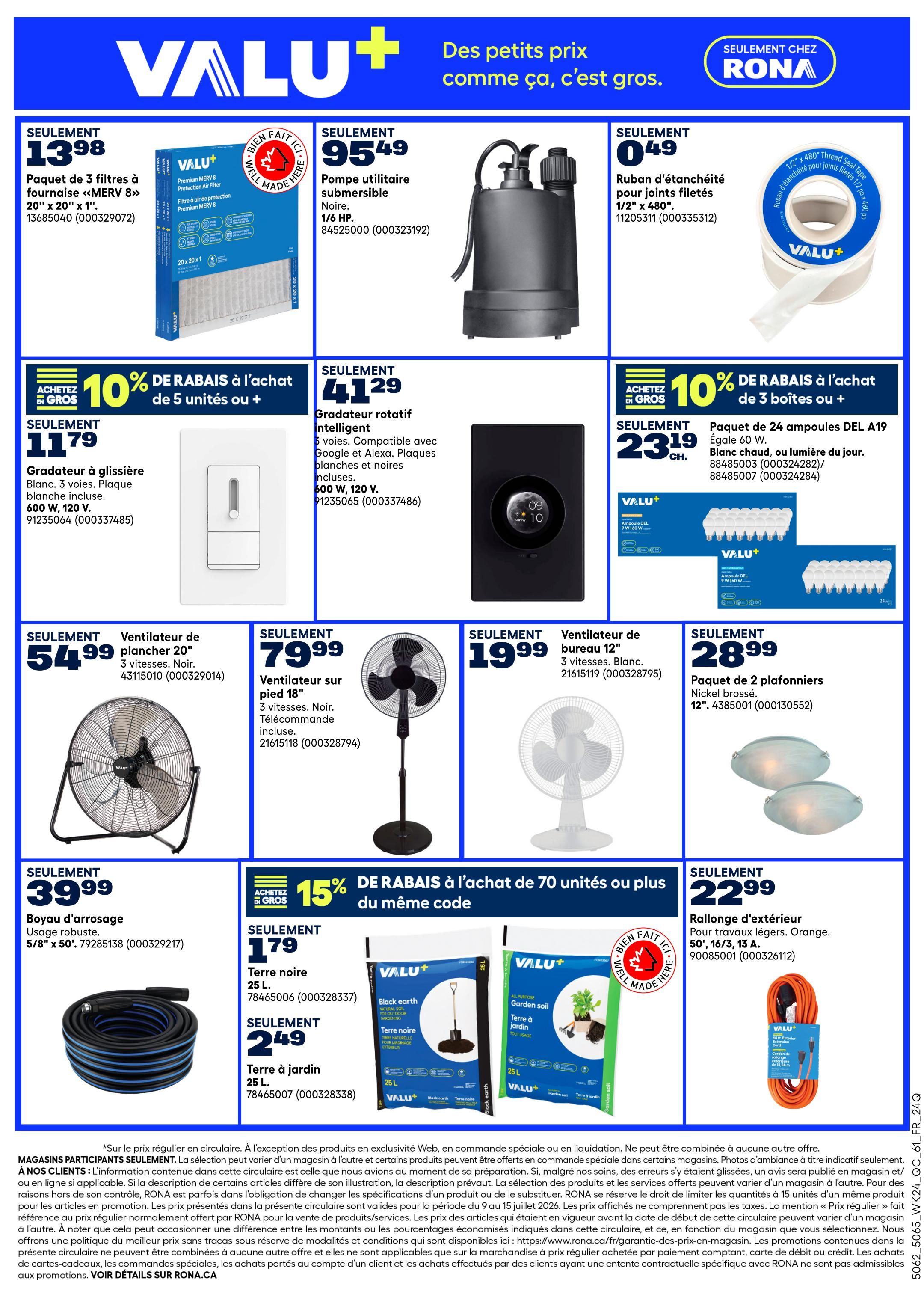 Rona & Rona+ (QC) Flyer July 9 to 15