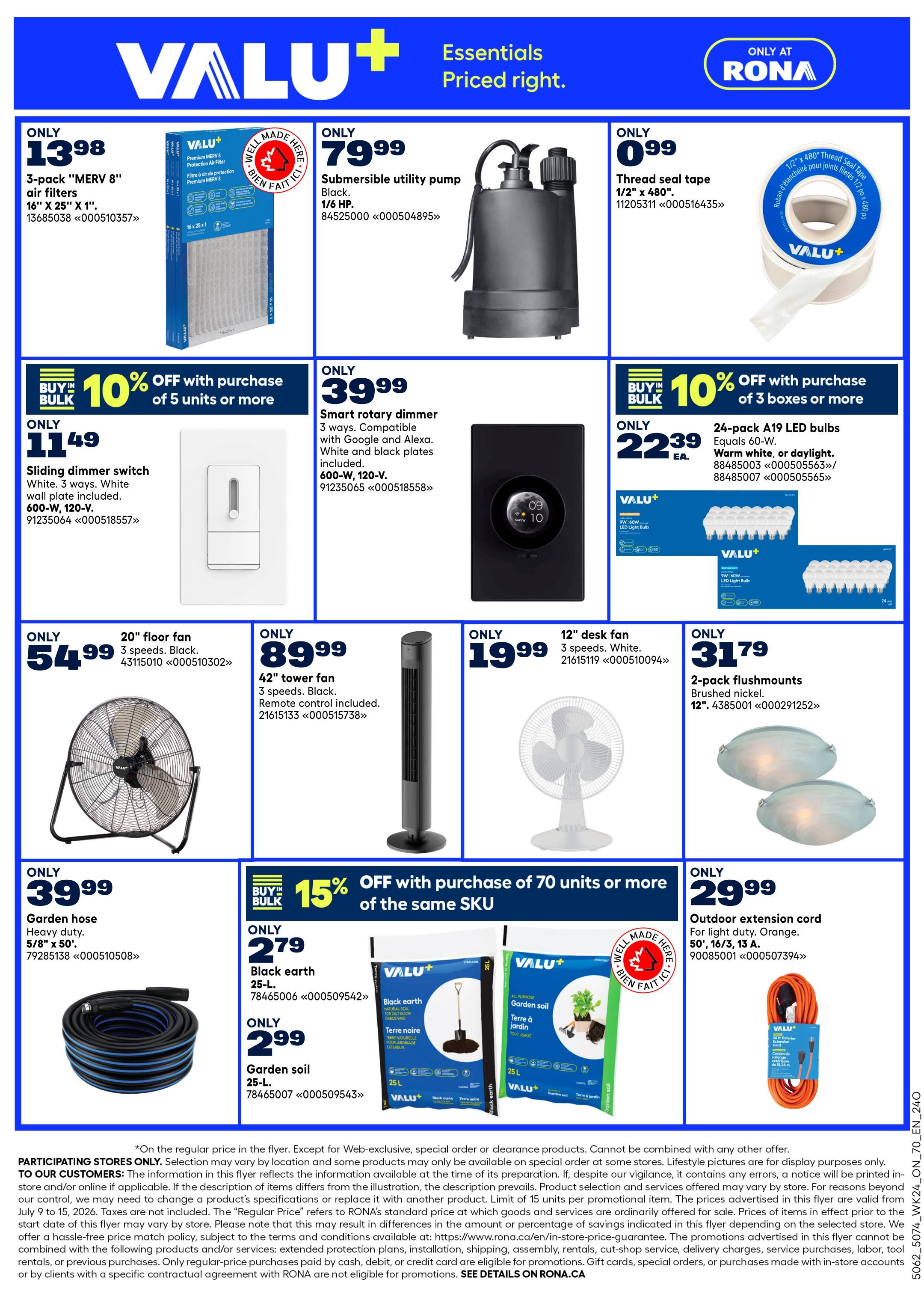 Rona & Rona+ (ON) Flyer July 9 to 15