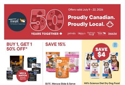 Tisol Pet Nutrition & Supply Stores Flyer July 9 to 22