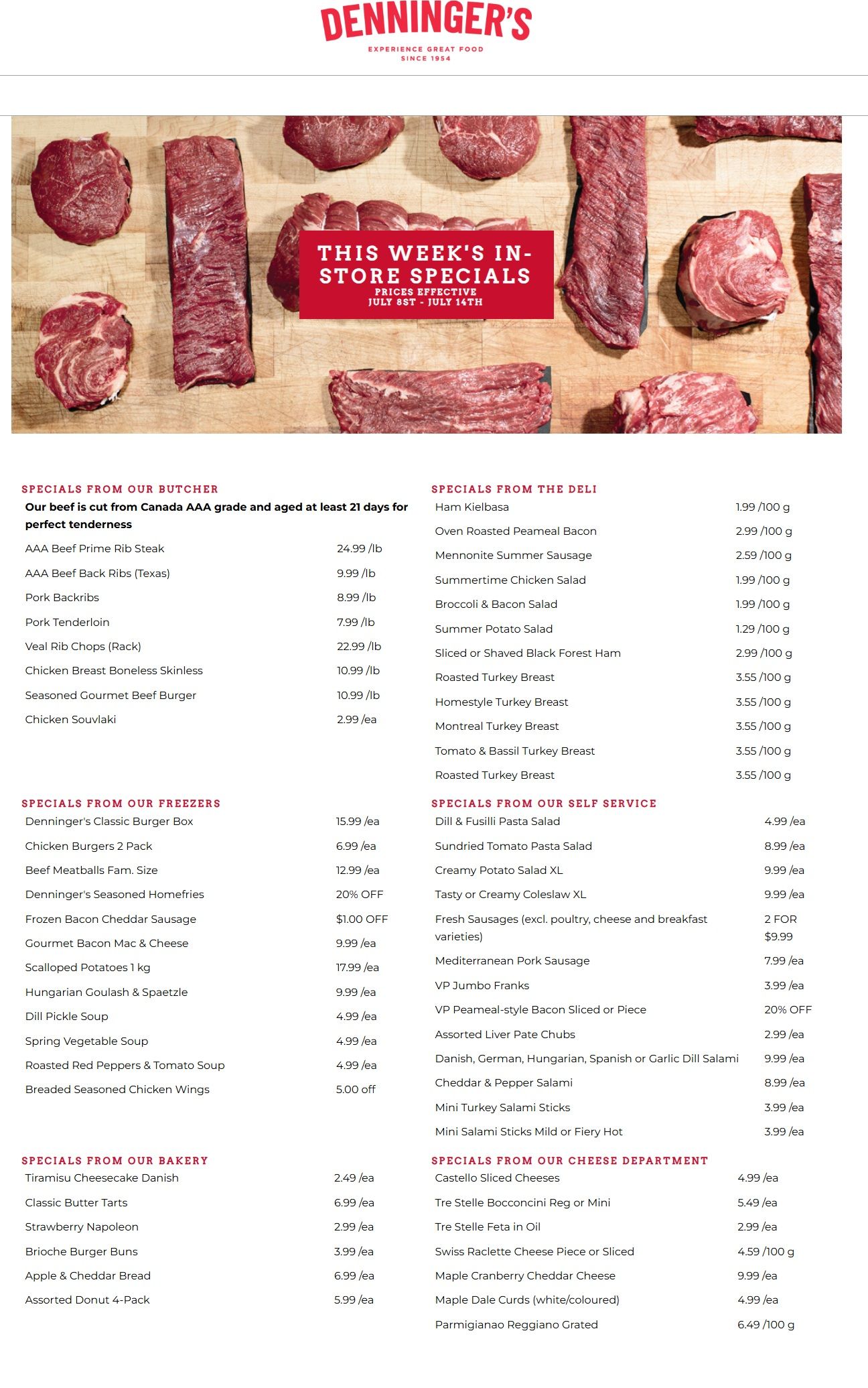 Denninger's Weekly Specials July 8 to 14