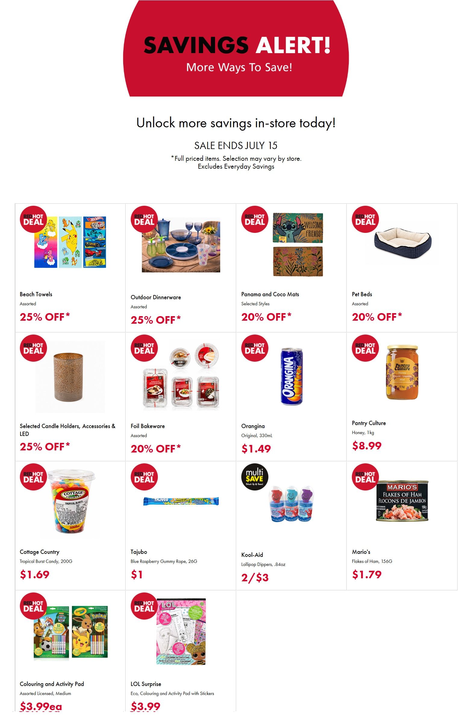 The Bargain Shop & Red Apple Stores Savings Alert July 2 to 15