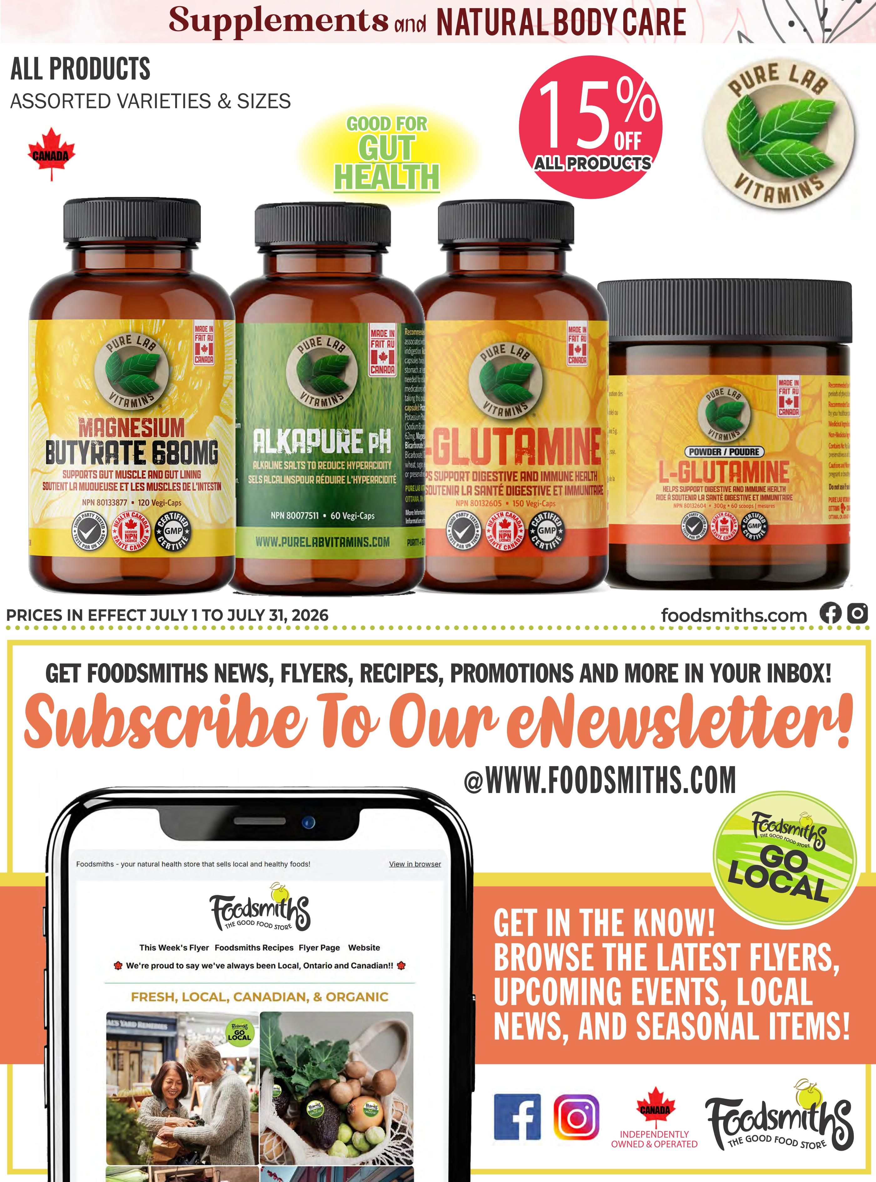 Foodsmiths Flyer July 9 to 16