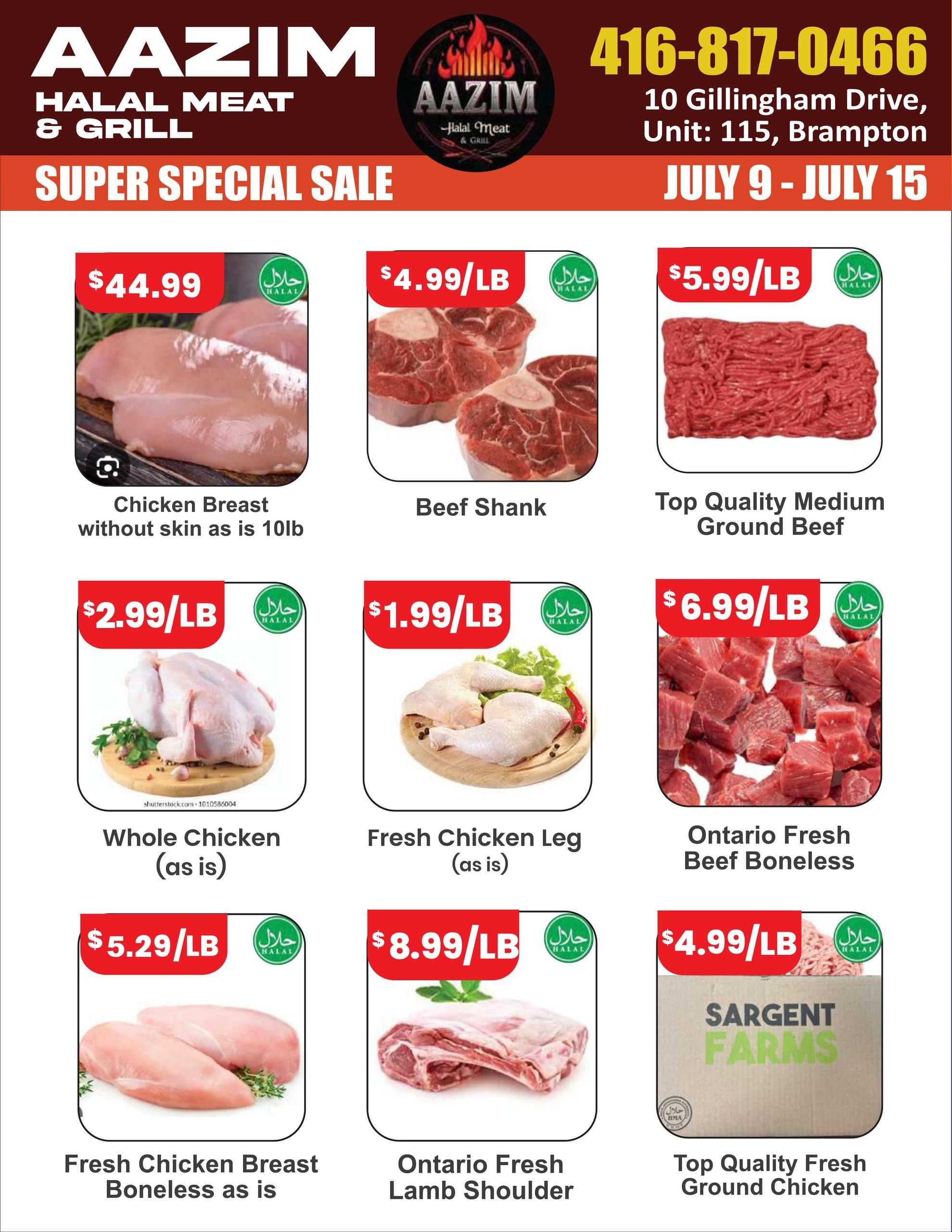 Aazim Halal Meat & Grill Flyer July 9 to 15