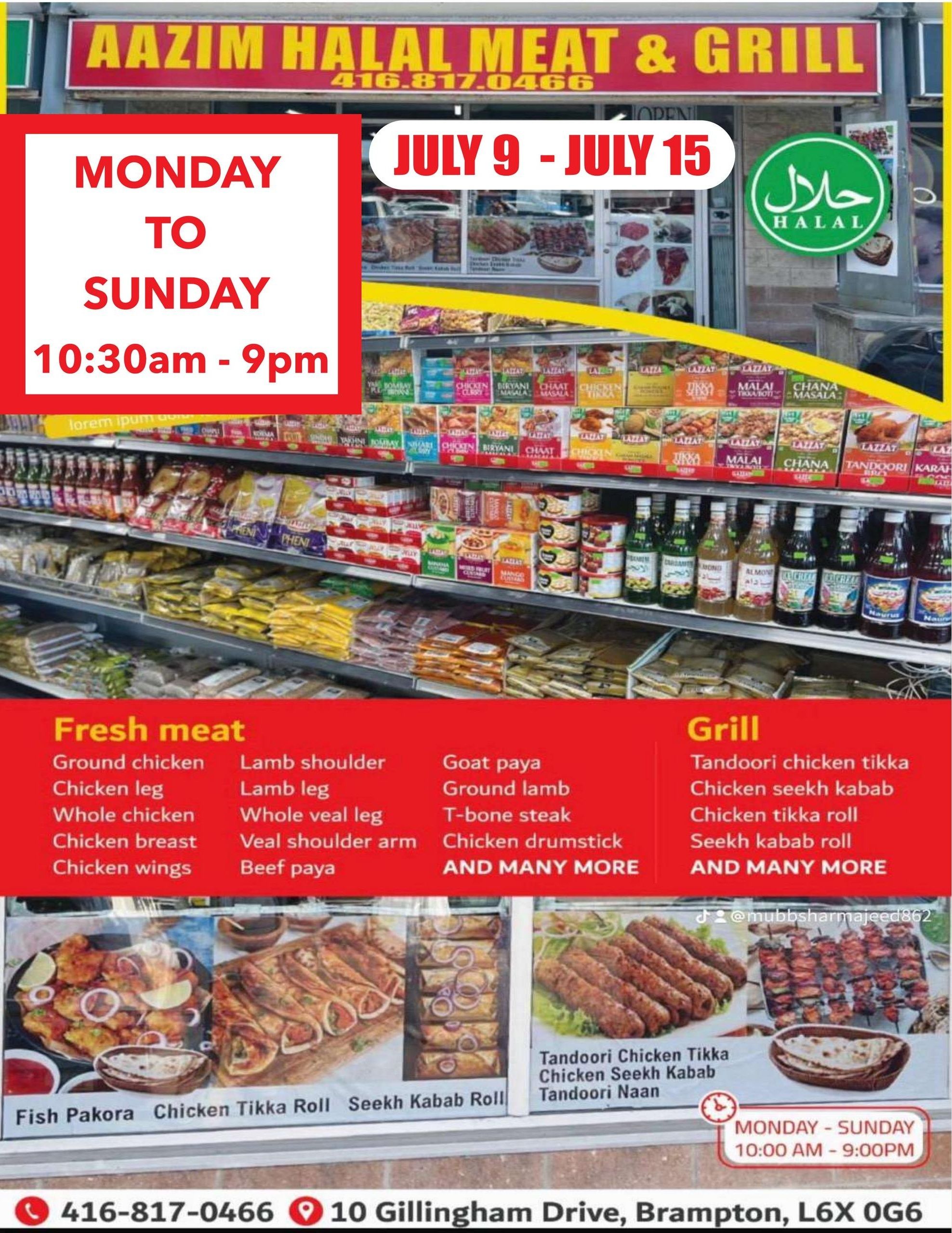 Aazim Halal Meat & Grill Flyer July 9 to 15
