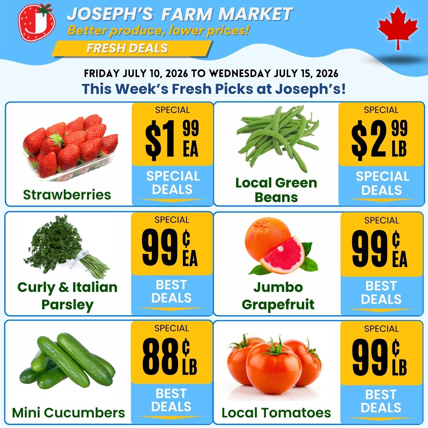 Joseph's Farm Market Flyer July 10 to 15