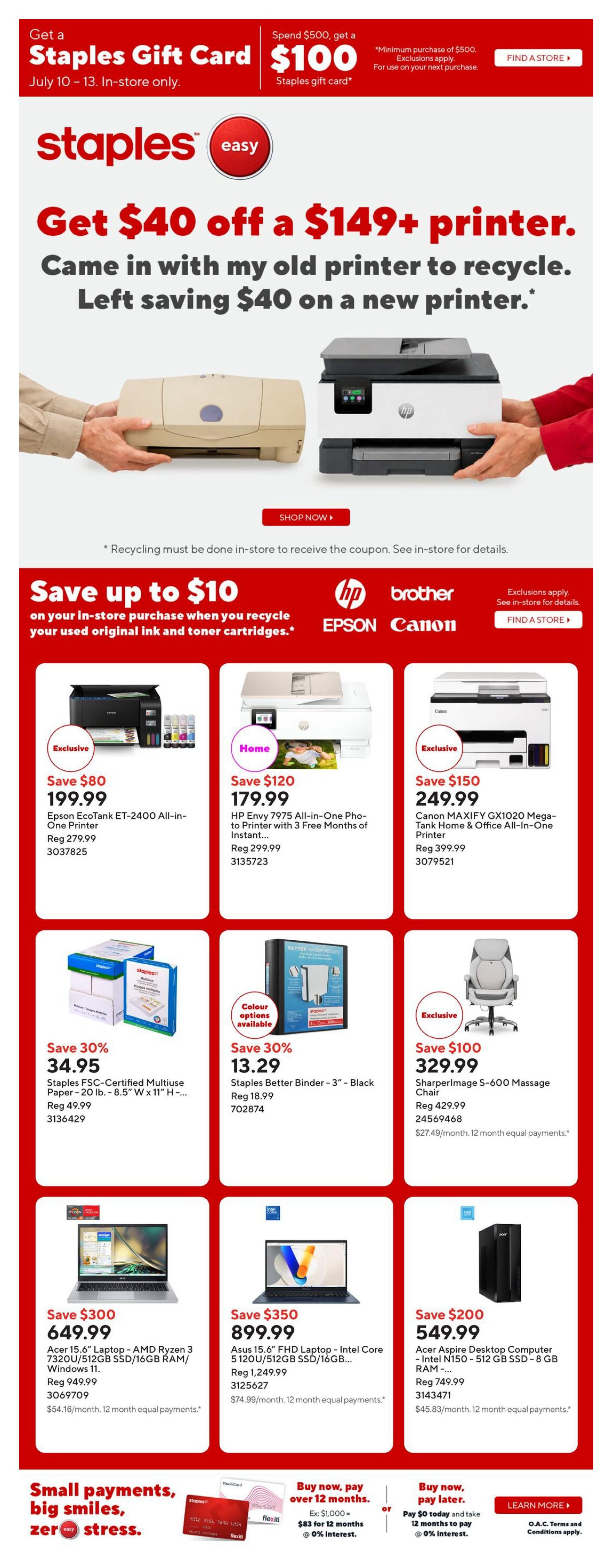 Staples Flyer July 10 to 16