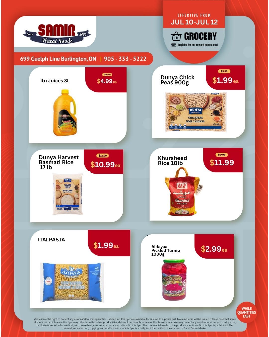 Samir Supermarket (Burlington) Flyer July 10 to 12