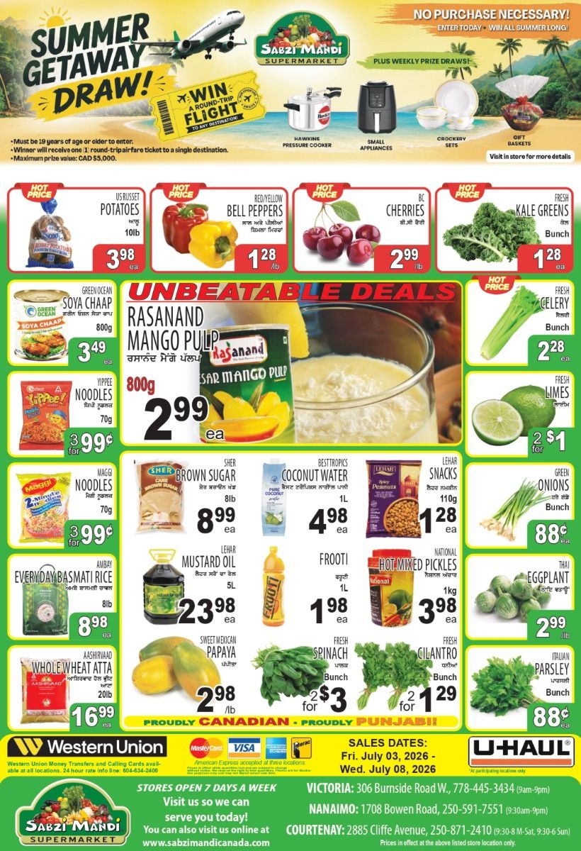 Sabzi Mandi Supermarket (Vancouver Island) Flyer July 10 to 15