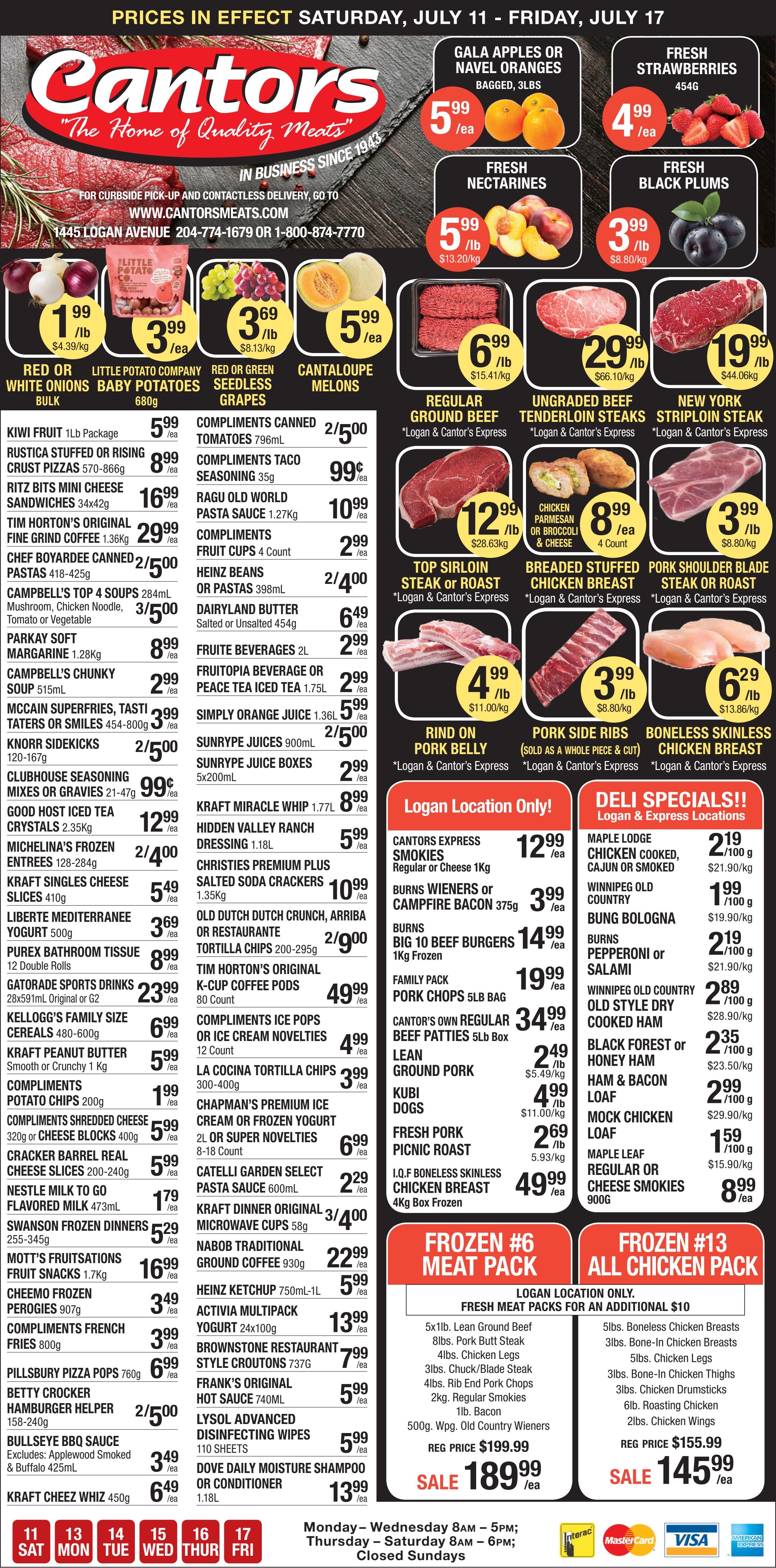 Cantor's Meats Flyer July 11 to 17