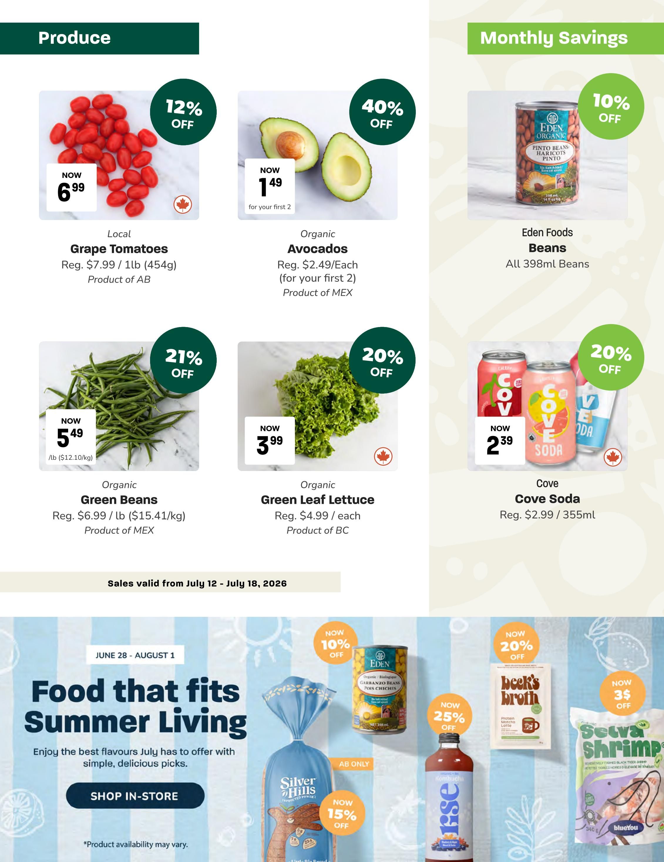 Blush Lane Organic Market Flyer July 12 to 18