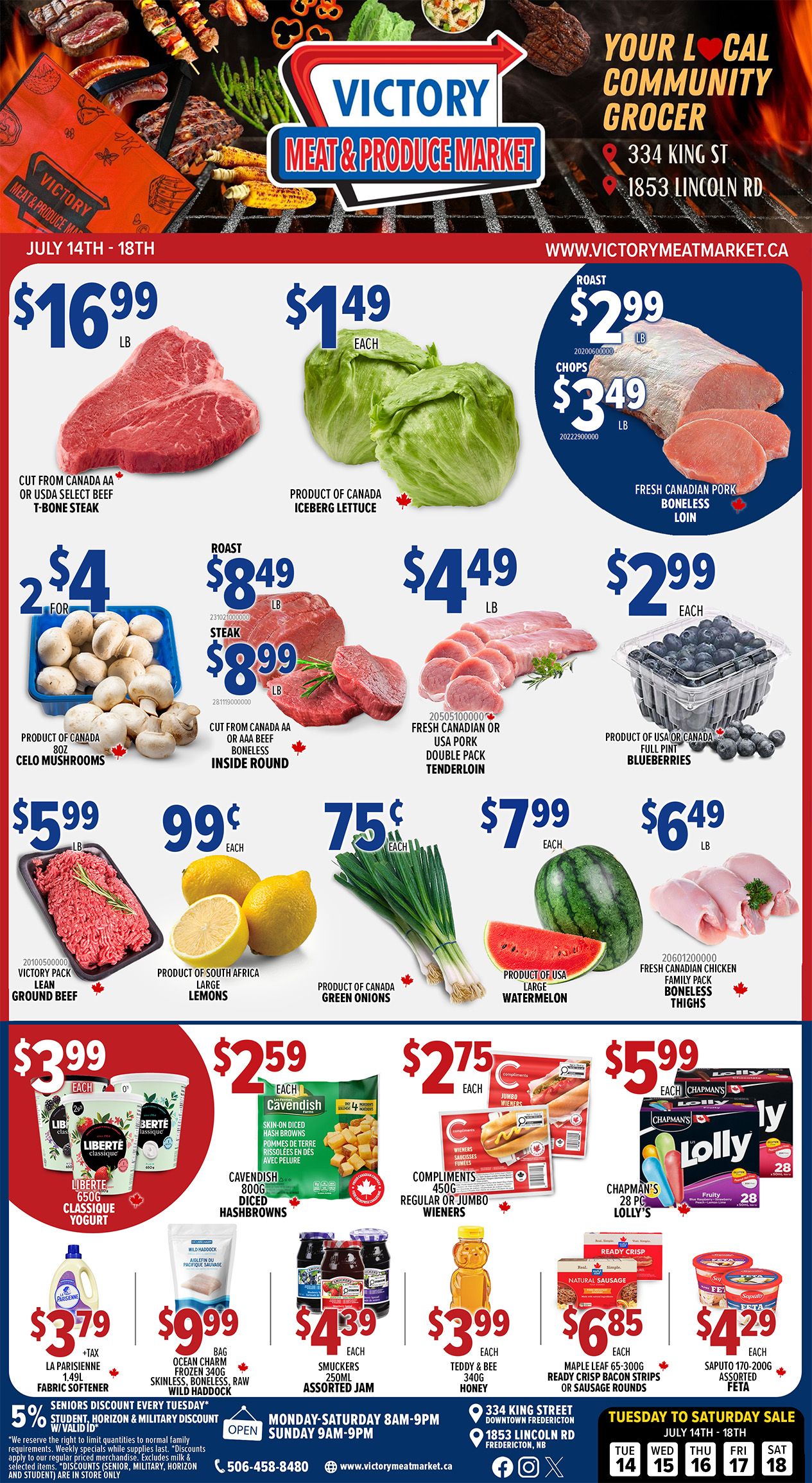 Victory Meat Market Flyer July 14 to 18