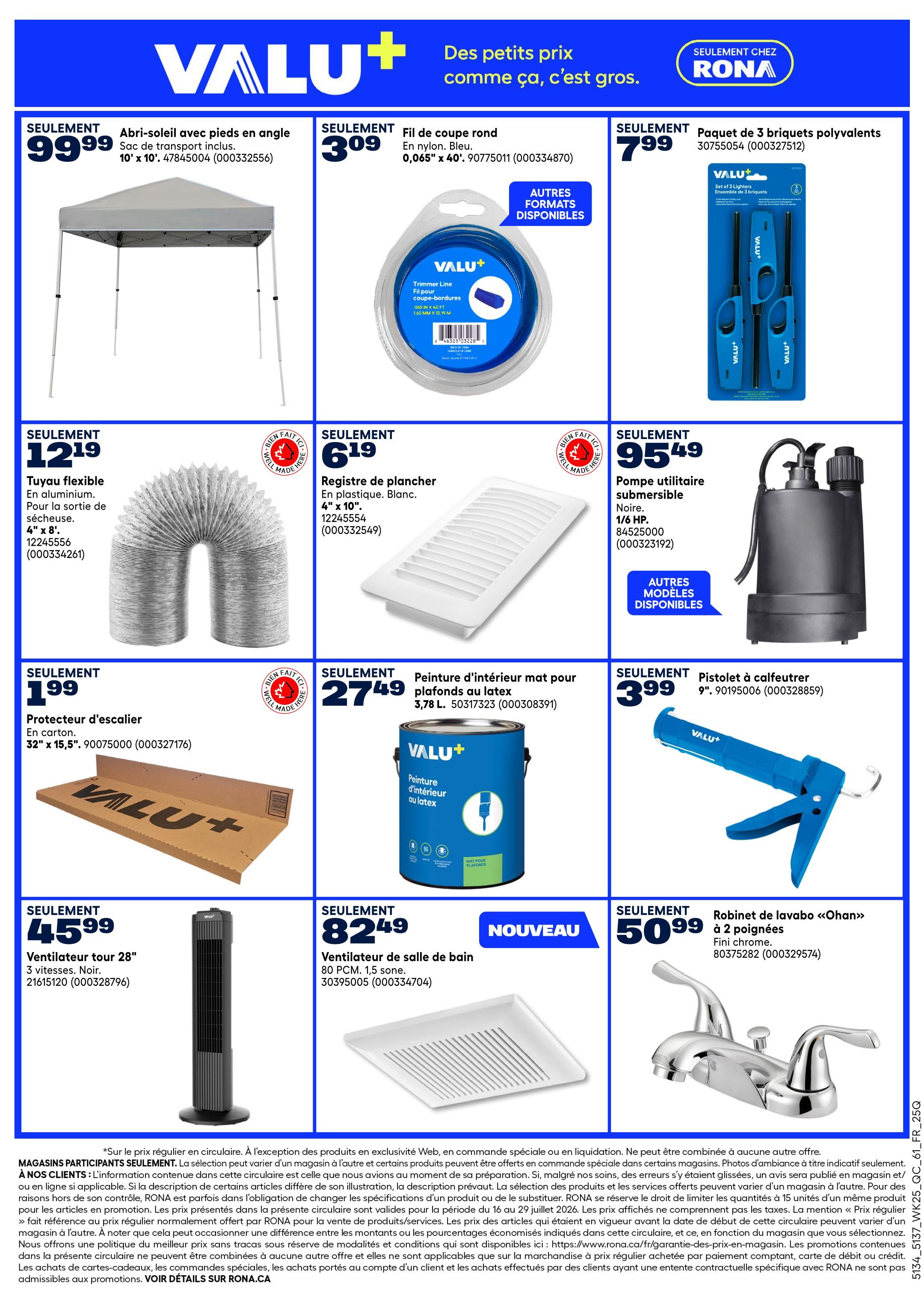 Rona & Rona+ (QC) Flyer July 16 to 29