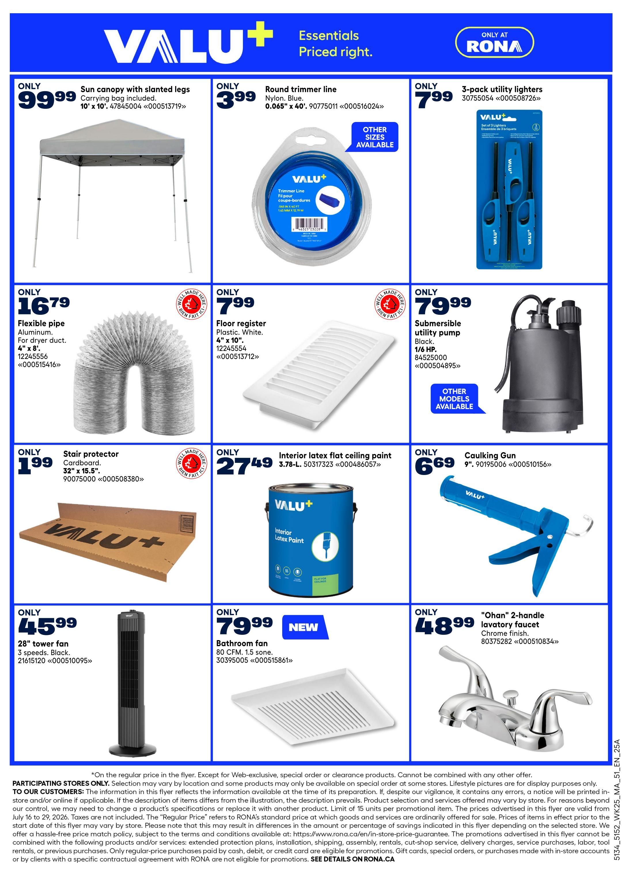 Rona & Rona+ (Atlantic) Flyer July 16 to 29
