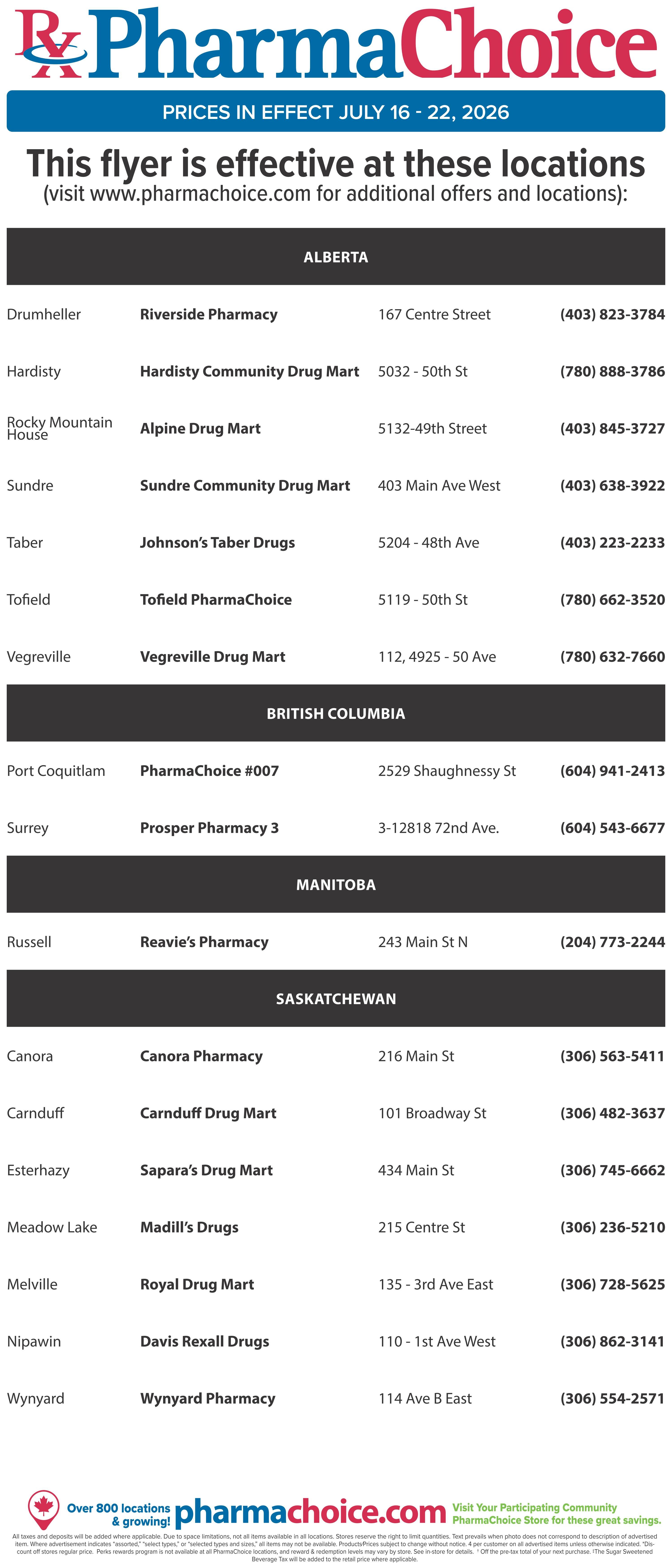 PharmaChoice (ON & Atlantic) Flyer July 16 to 22