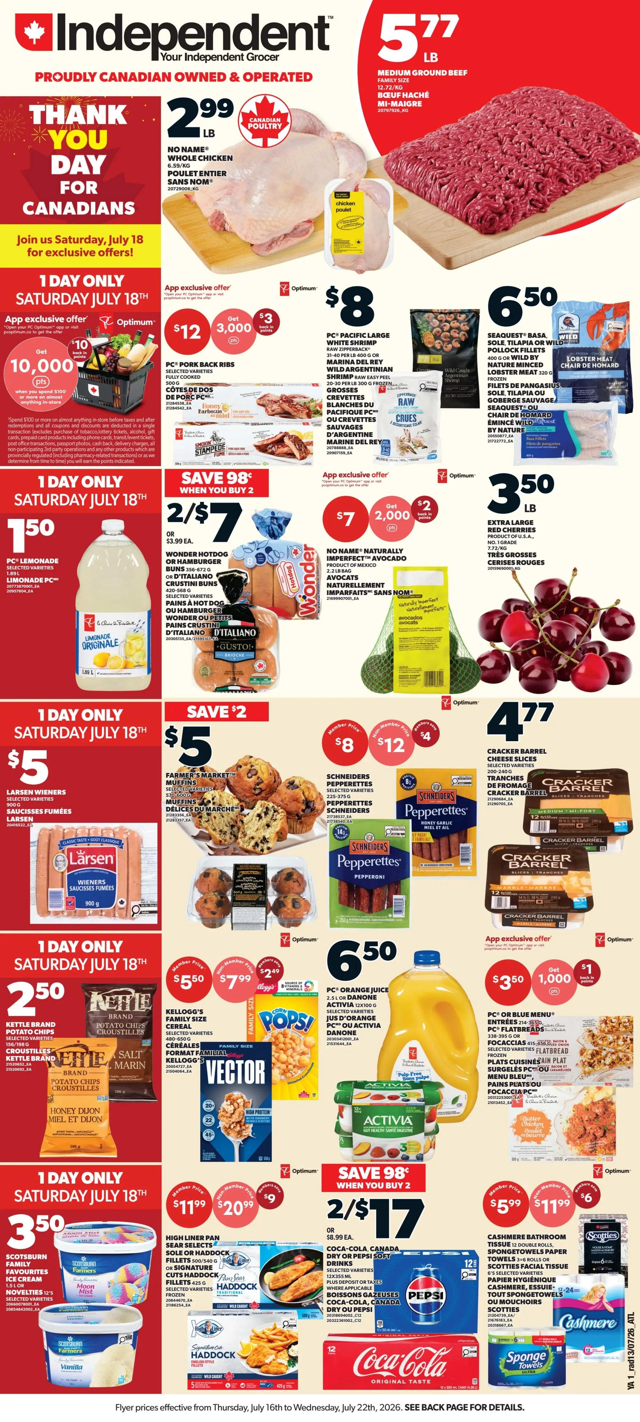 Independent Grocer (Atlantic) Flyer July 16 to 22