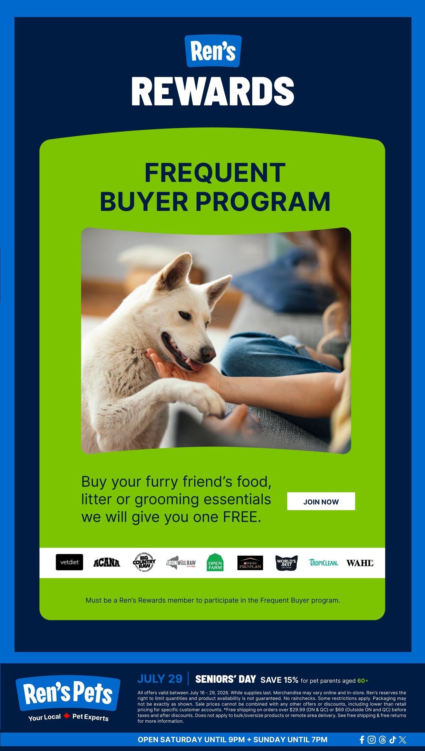 Ren's Pets Flyer July 16 to 29