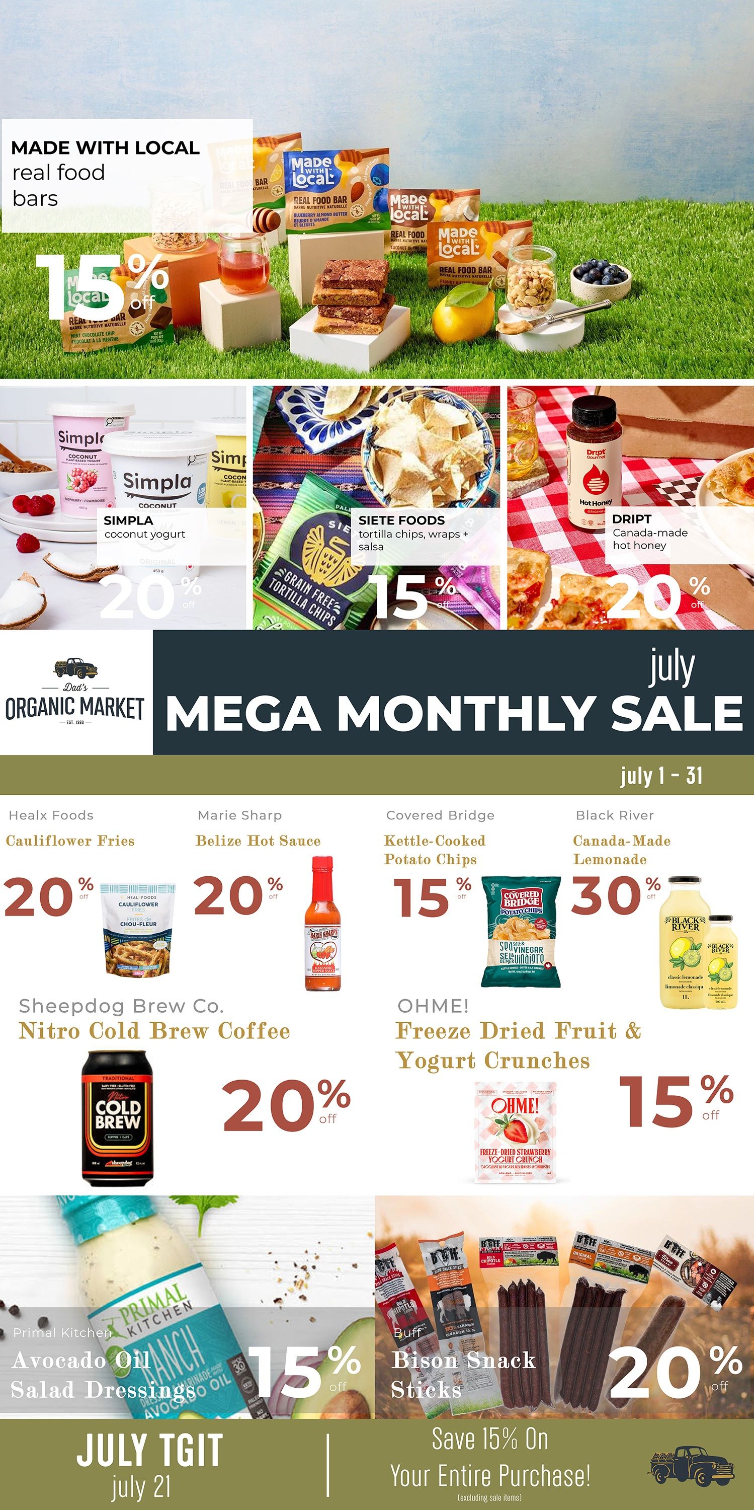 Dad’s Organic Market Monthly Flyer July 1 to 31