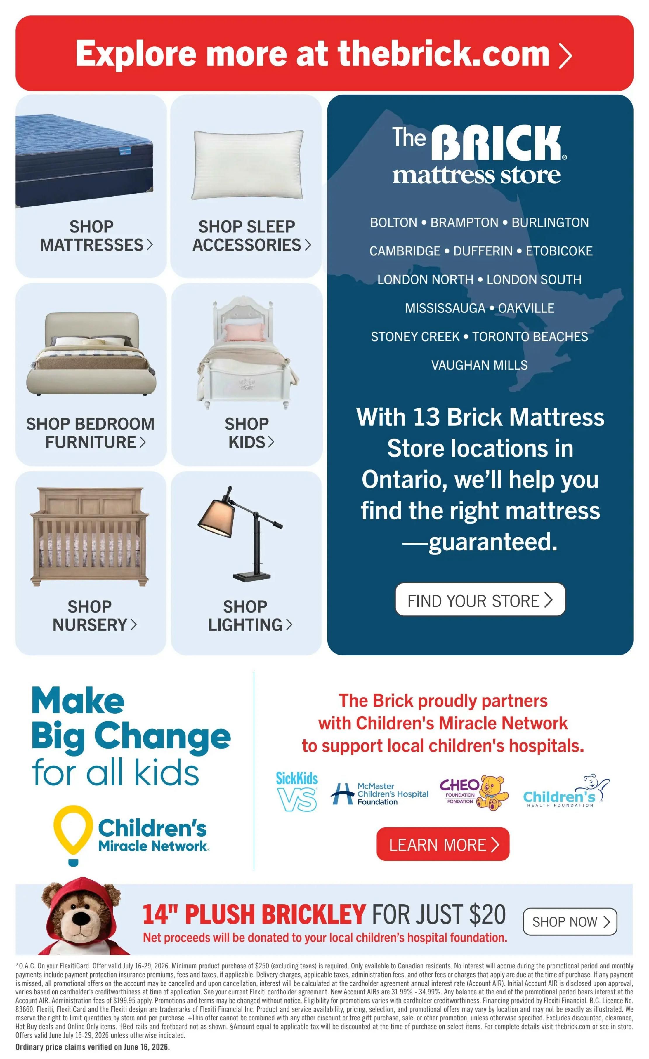 The Brick Mattress Store Flyer July 16 to 29