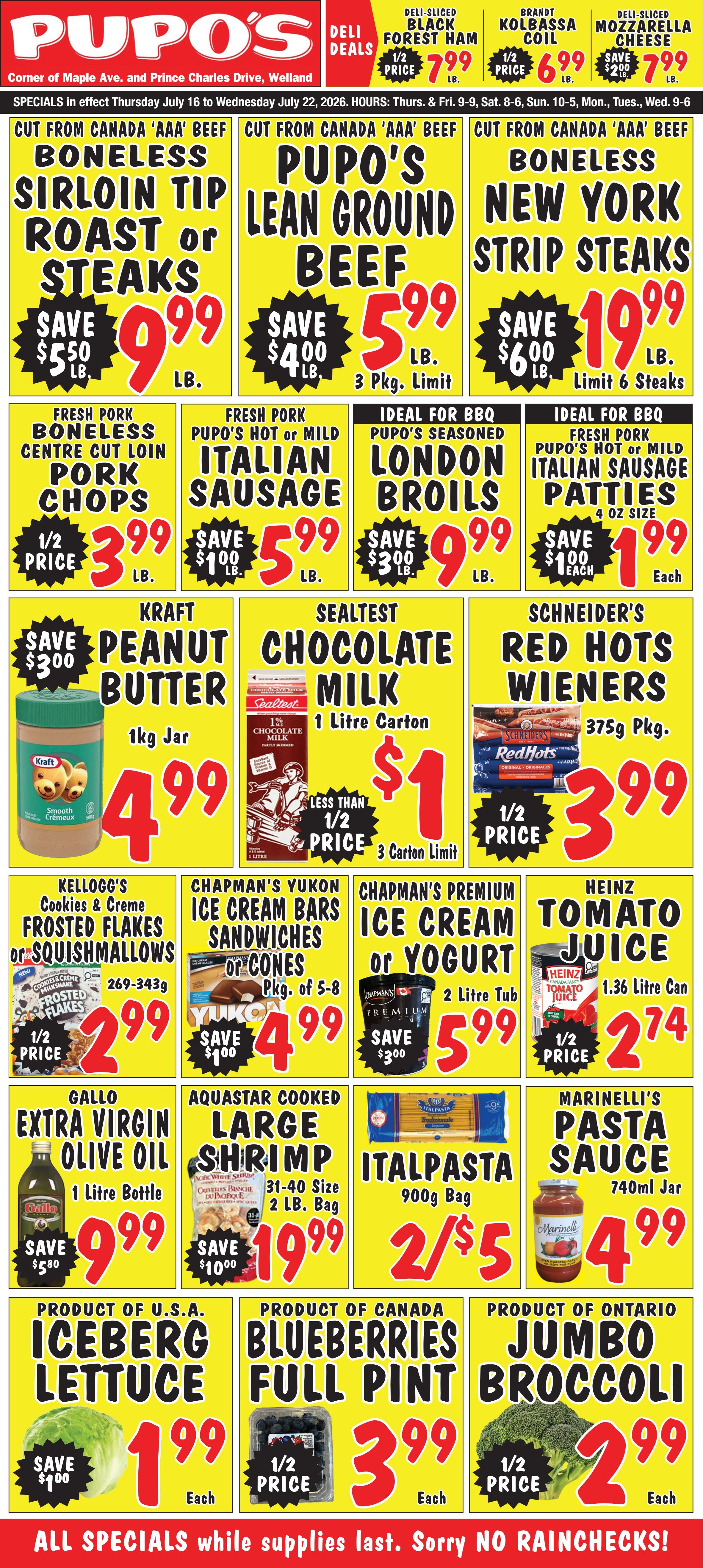 Pupo's Food Market Flyer July 16 to 22