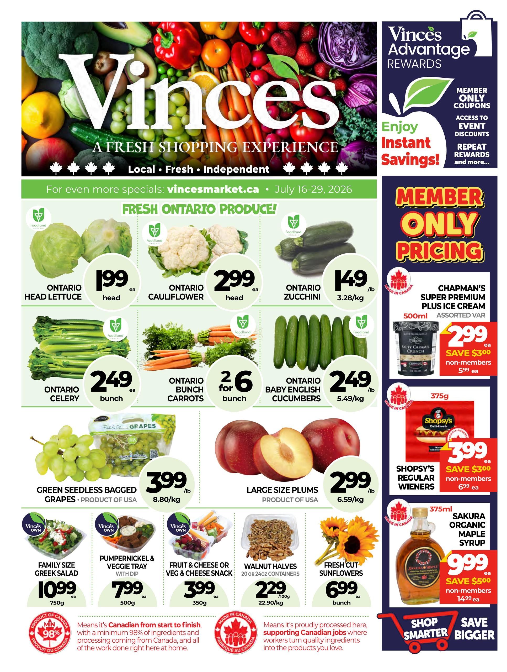 Vince's Market Flyer July 16 to 29