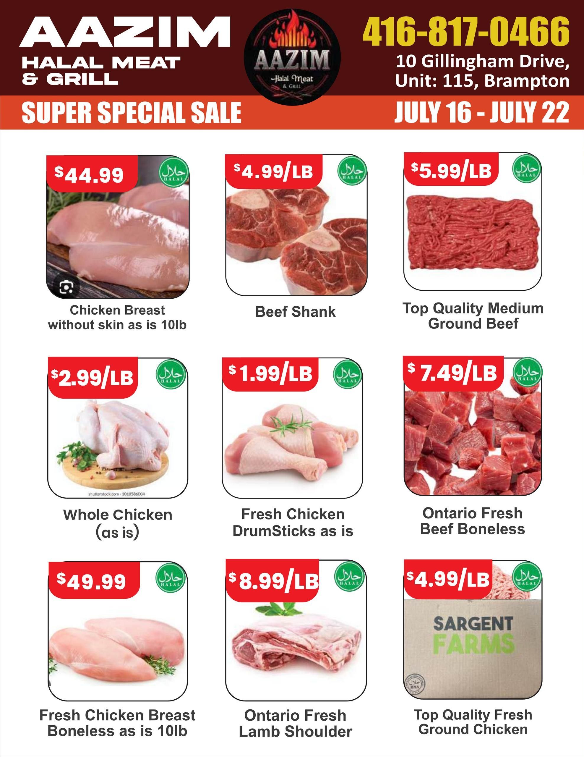 Aazim Halal Meat & Grill Flyer July 16 to 22