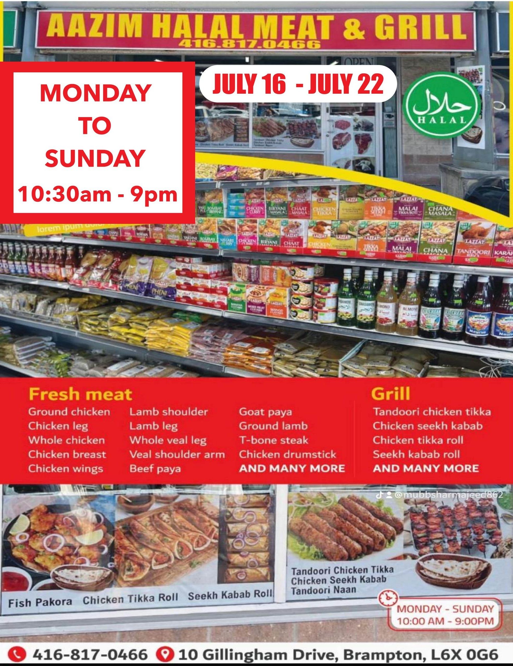 Aazim Halal Meat & Grill Flyer July 16 to 22