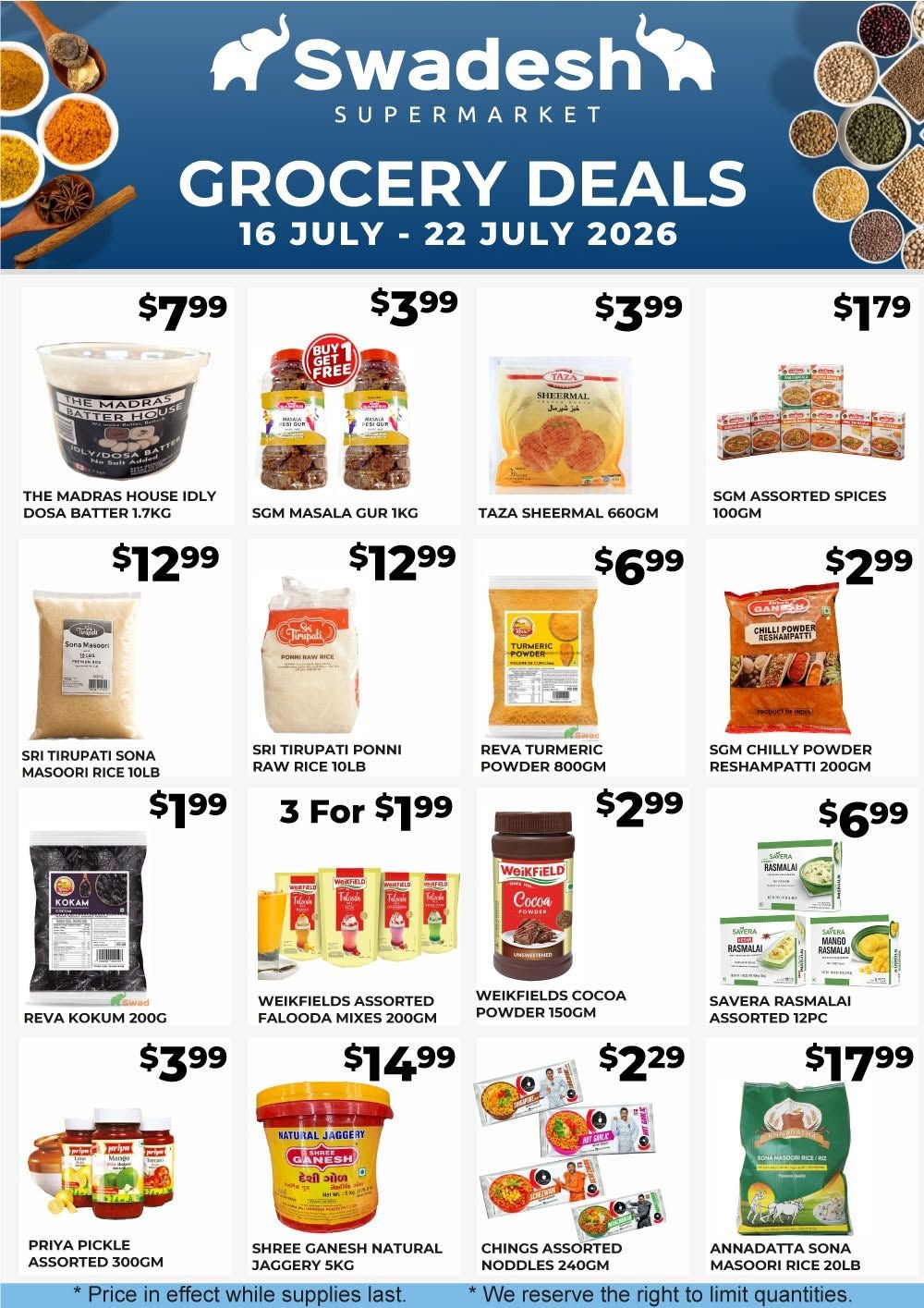 Swadesh Supermarket Flyer July 16 to 22