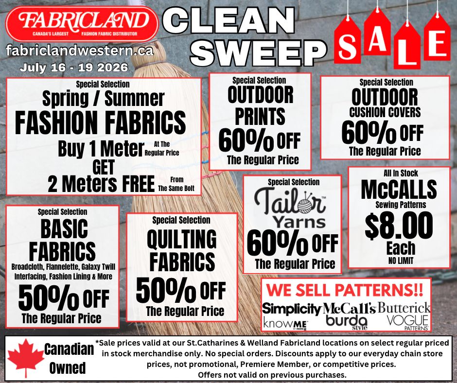 Fabricland (St. Catharines, Welland) Flyer July 16 to 19