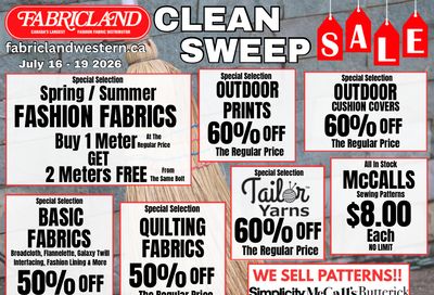 Fabricland (St. Catharines, Welland) Flyer July 16 to 19