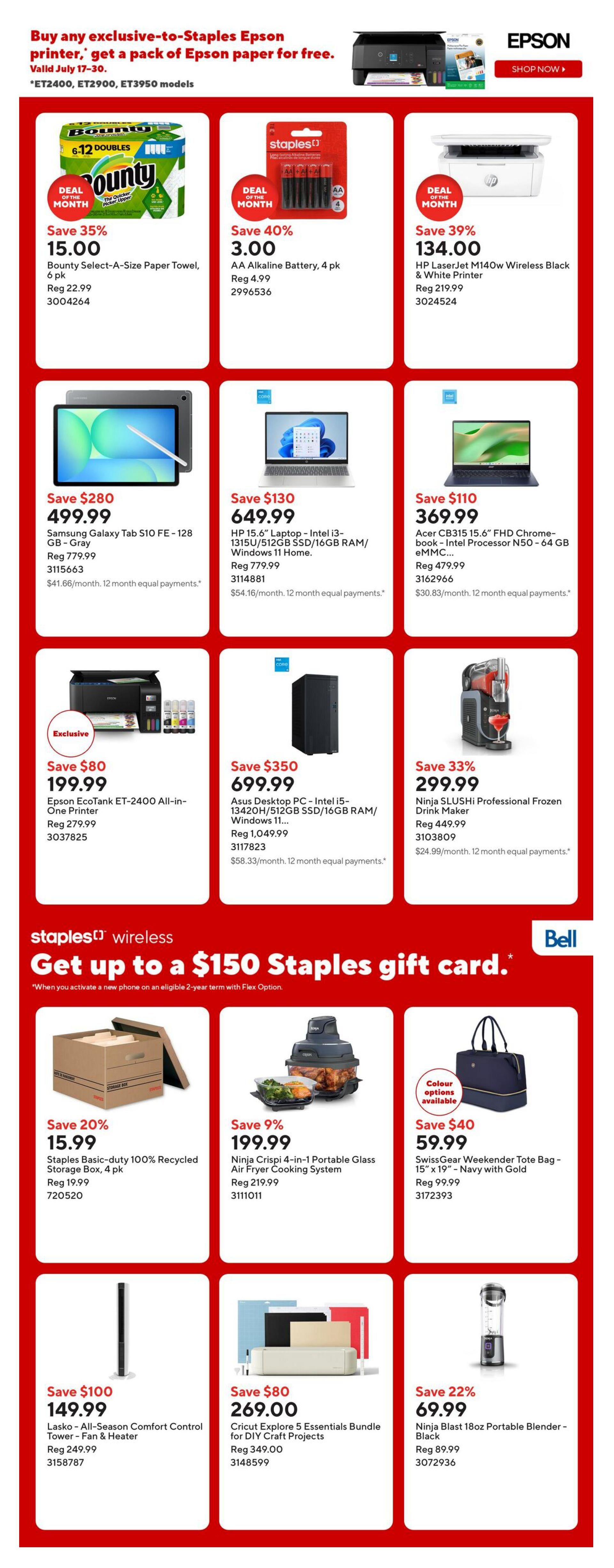 Staples Flyer July 17 to 23