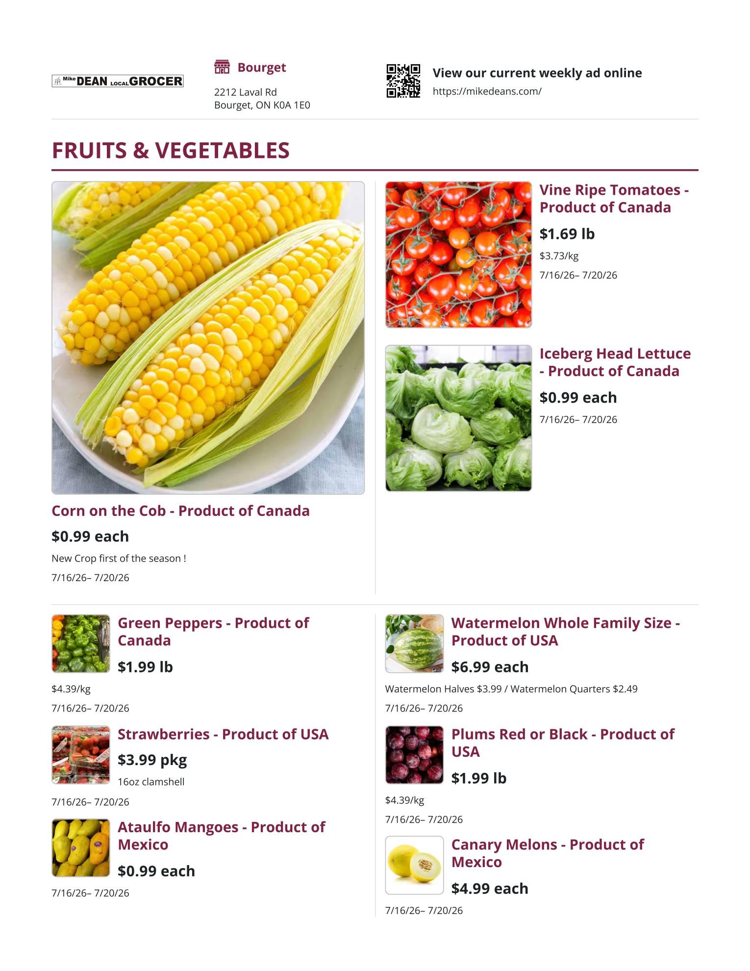 Mike Dean Local Grocer Flyer July 16 to 23