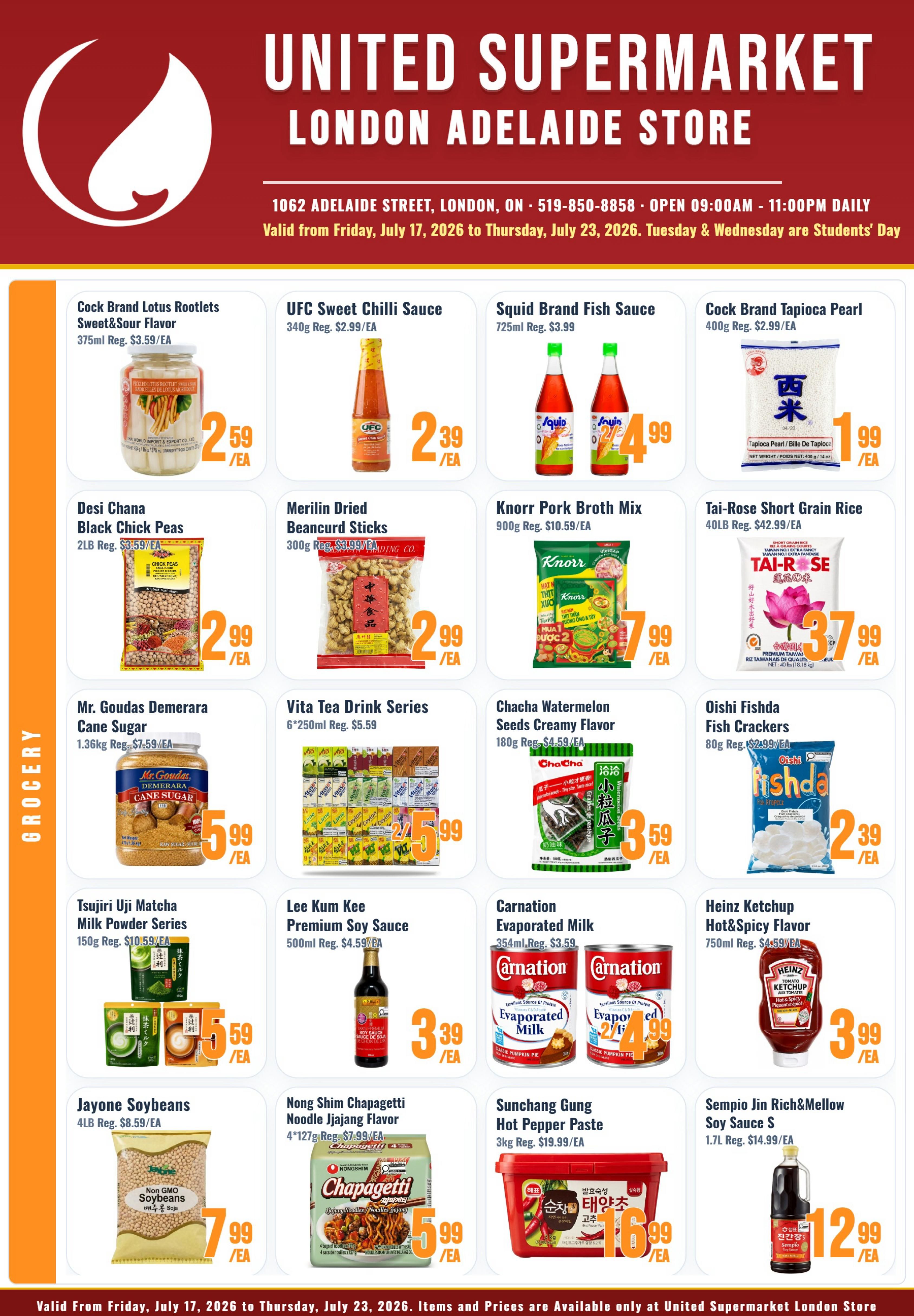 United Supermarket (London) Flyer July 17 to 23