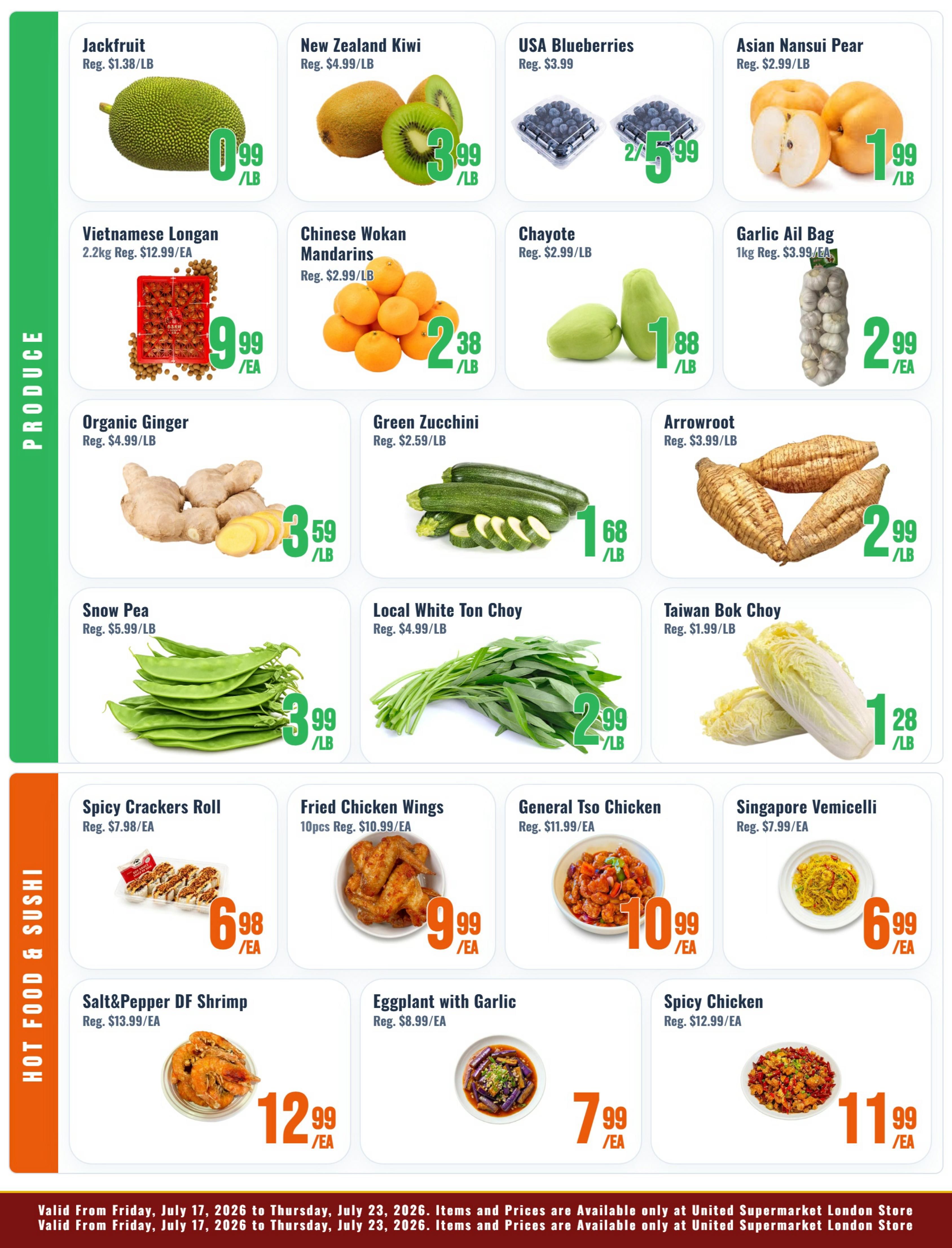 United Supermarket (London) Flyer July 17 to 23