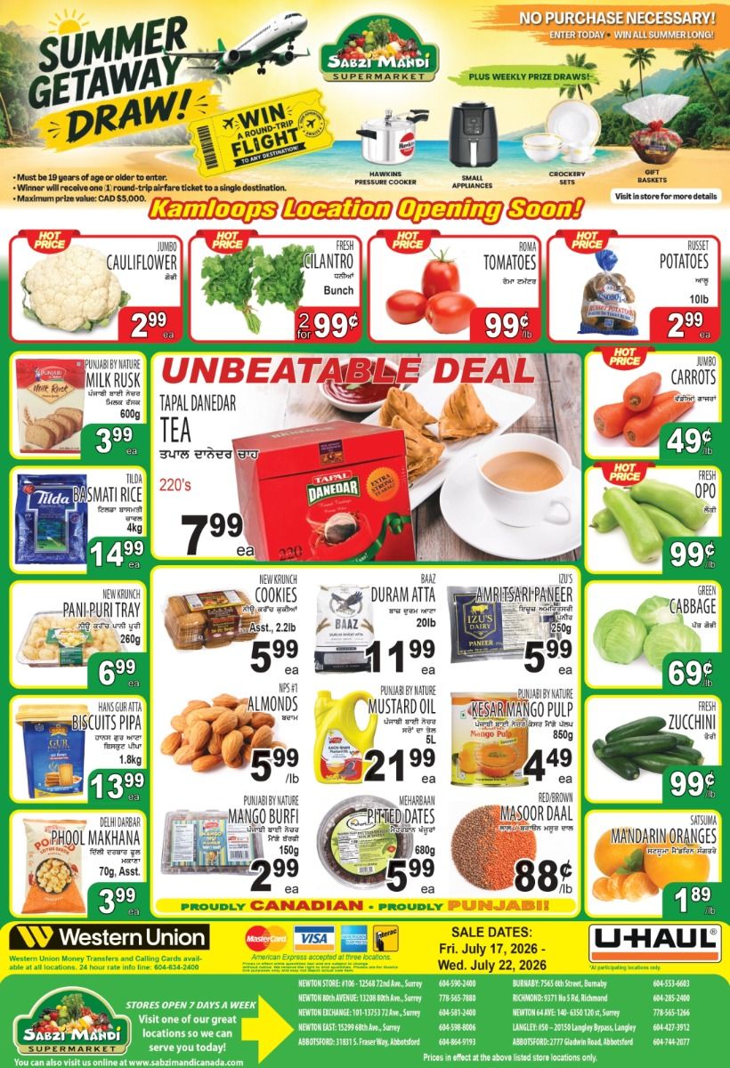 Sabzi Mandi Supermarket (Lower Mainland) Flyer July 17 to 22