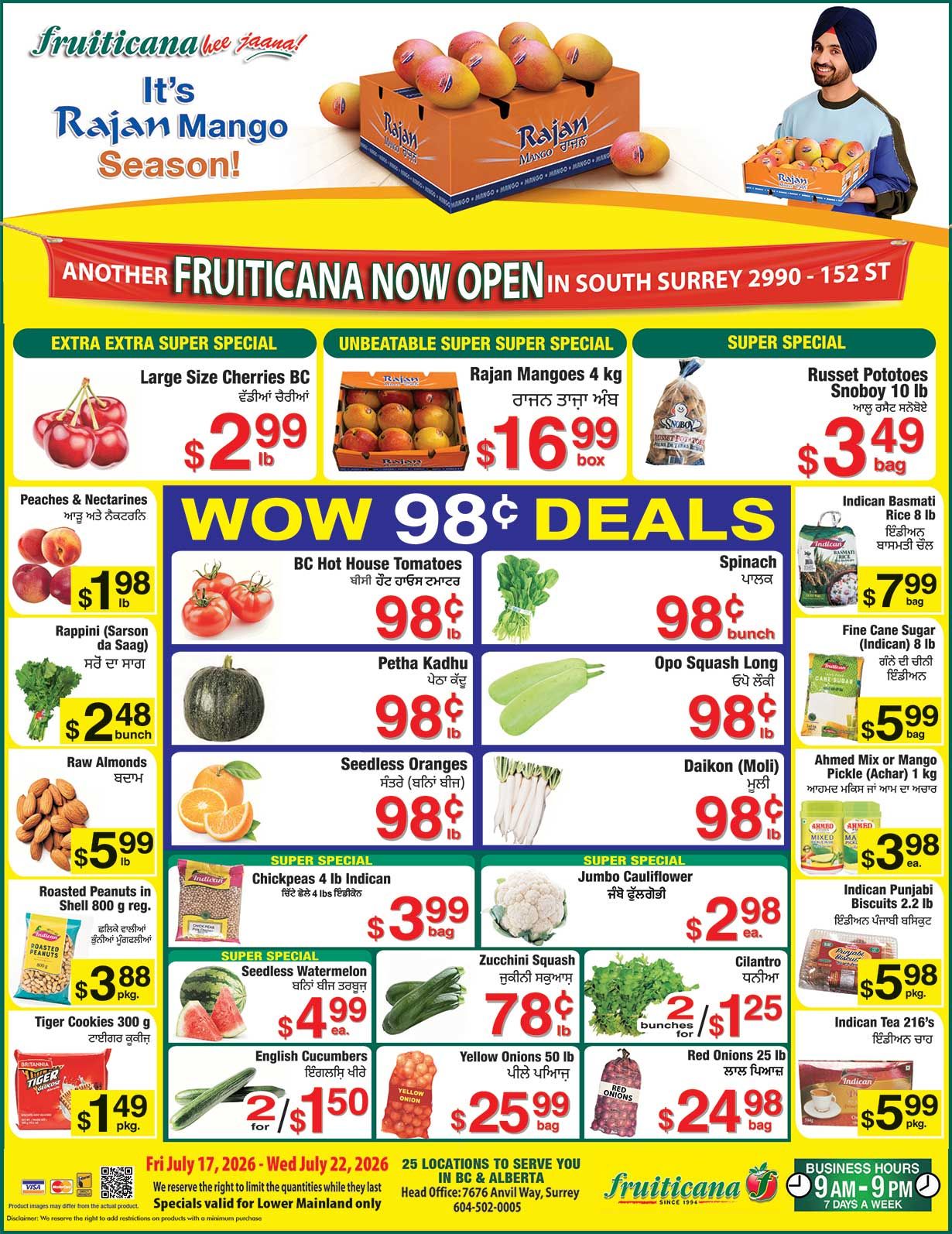 Fruiticana (Greater Vancouver) Flyer July 17 to 22