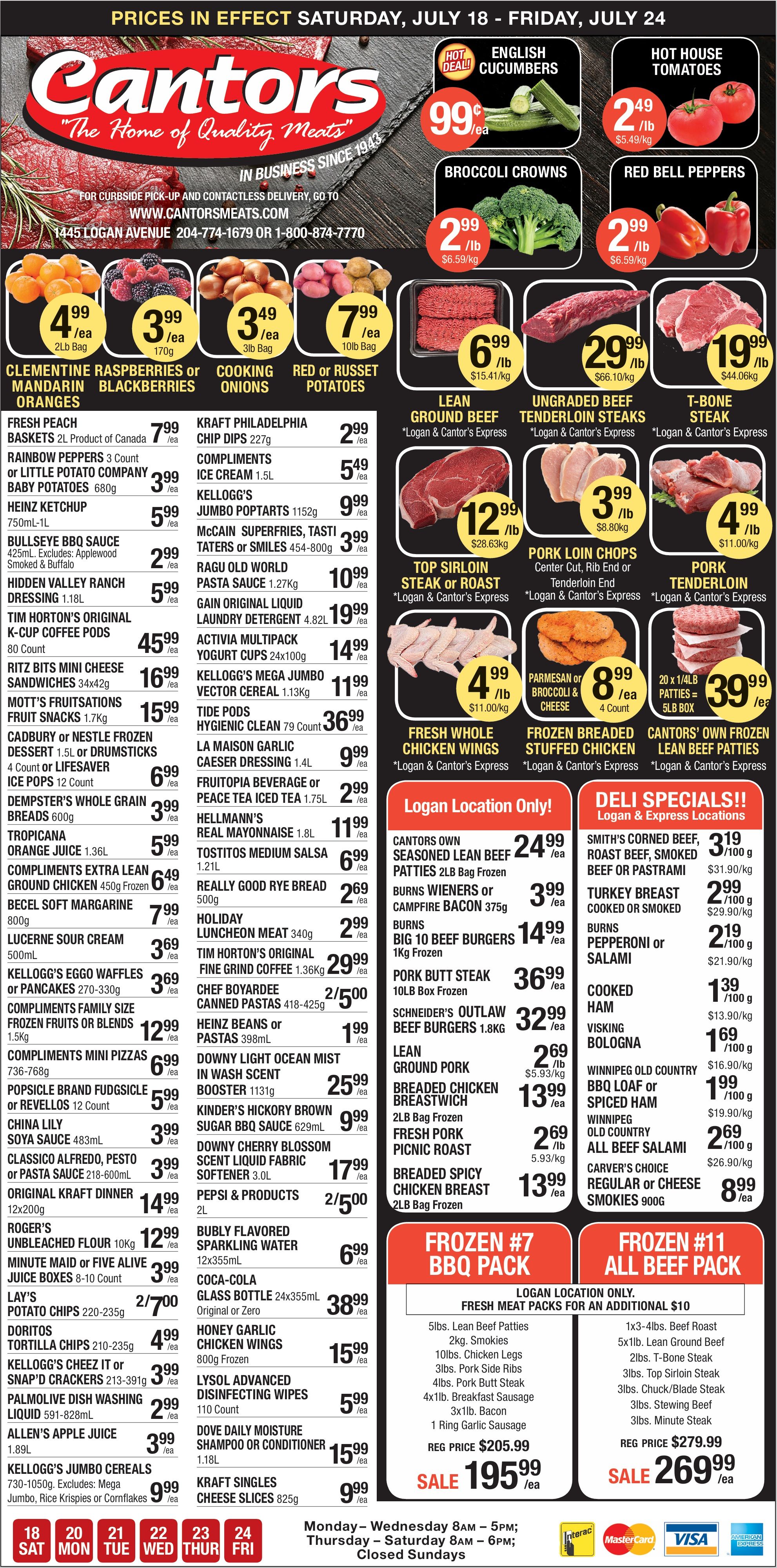 Cantor's Meats Flyer July 18 to 24