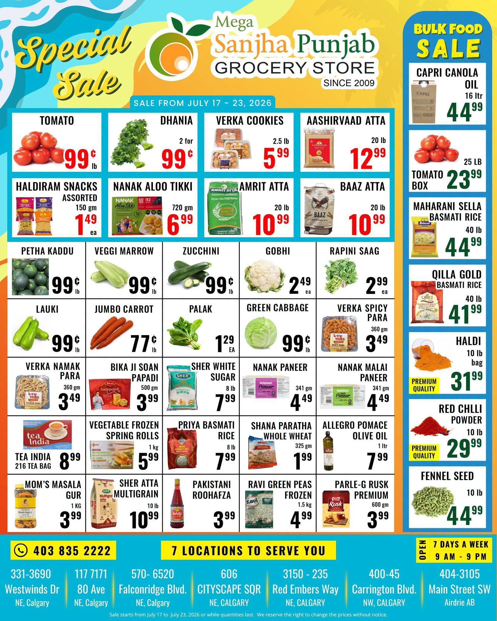 Sanjha Punjab Grocery Store Flyer July 17 to 23