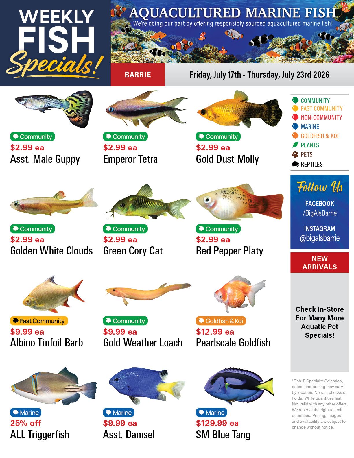 Big Al's (Barrie) Weekly Specials July 17 to 23