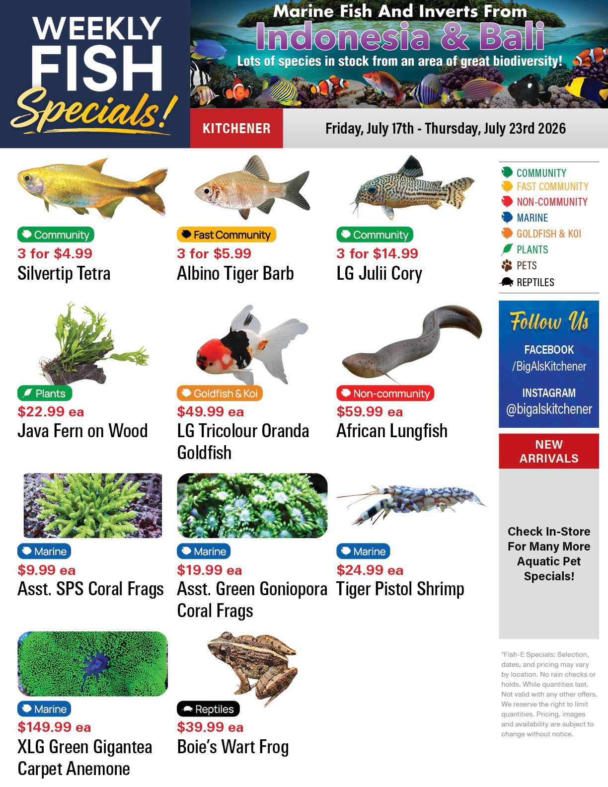 Big Al's (Kitchener) Weekly Specials July 17 to 23