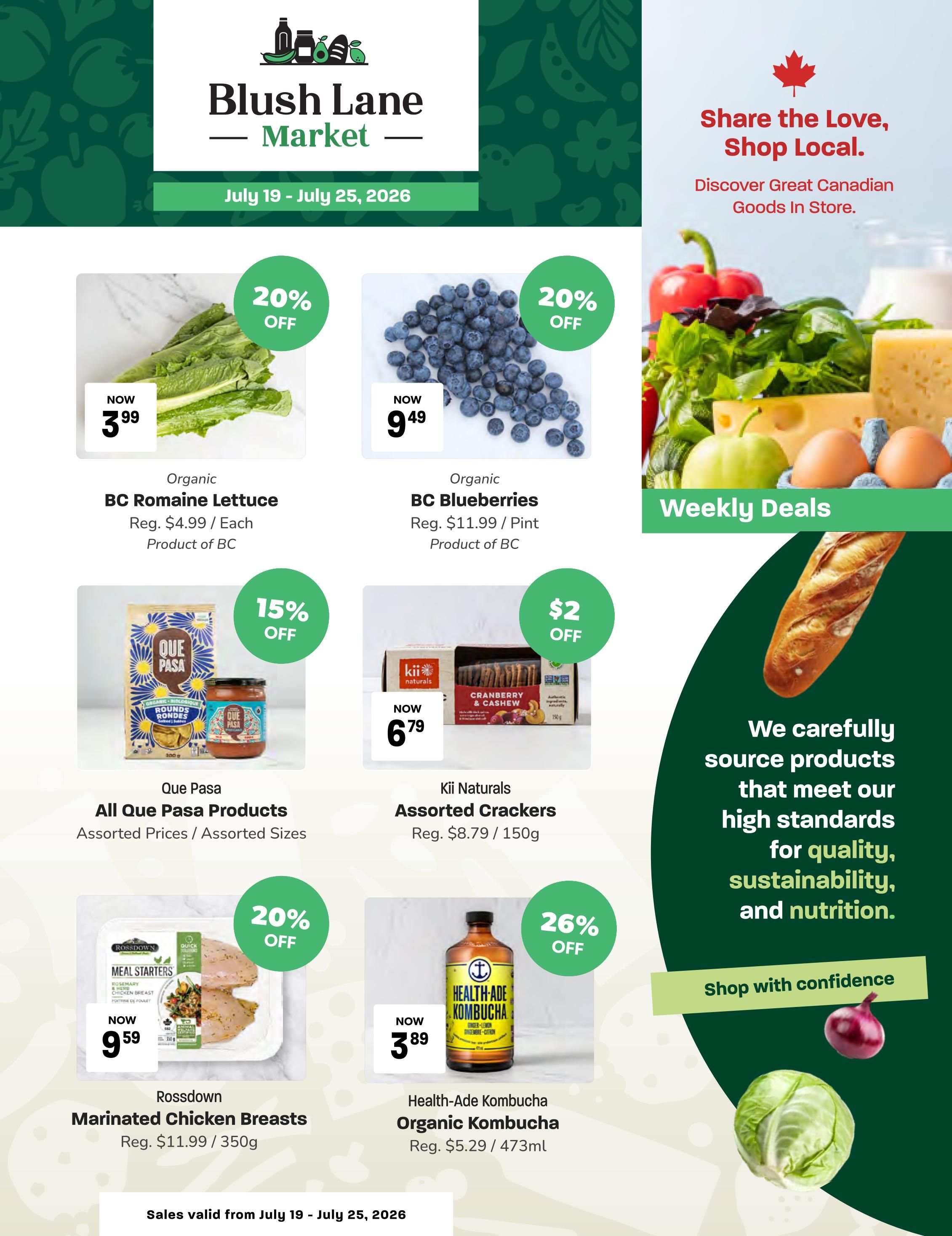 Blush Lane Organic Market Flyer July 19 to 25