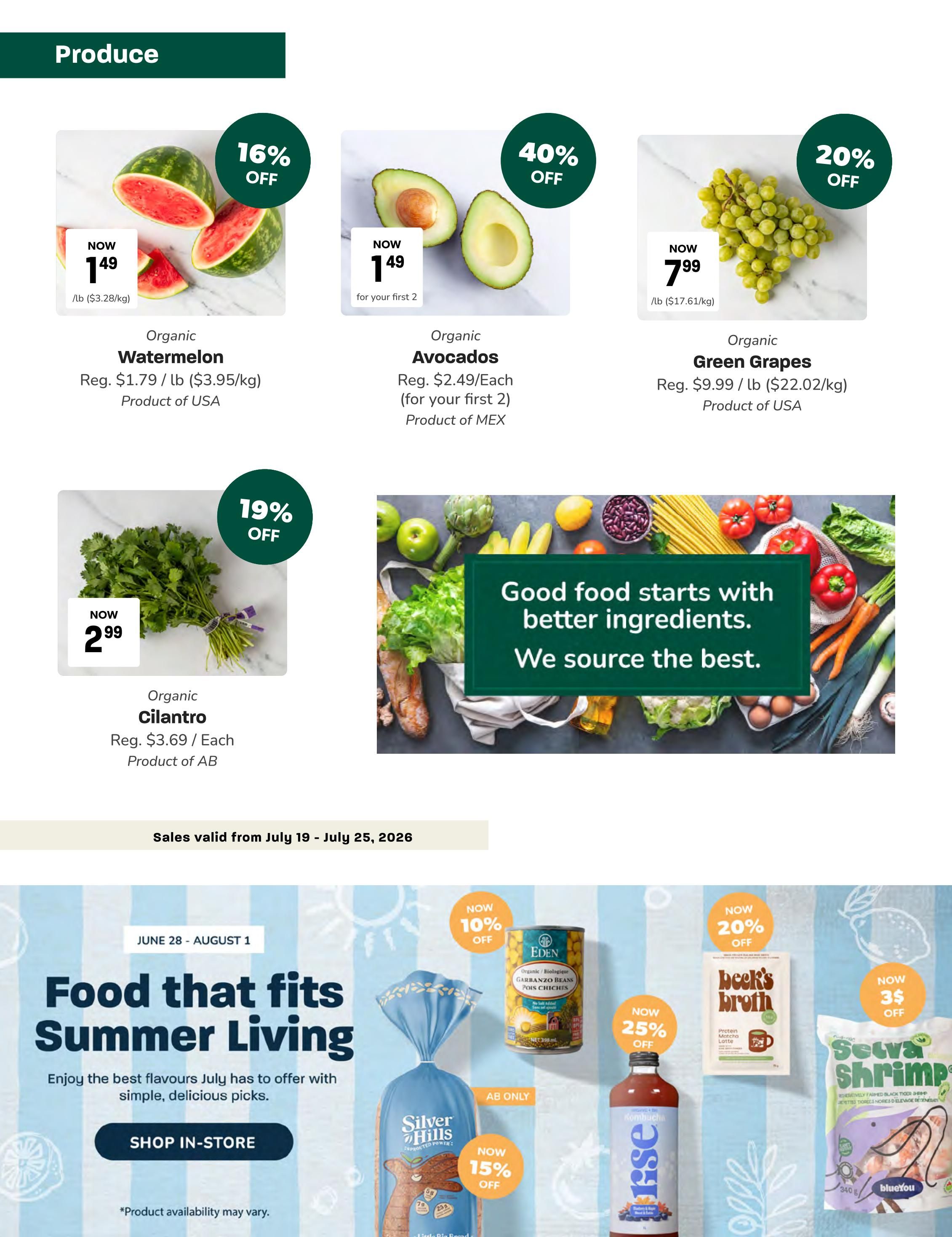 Blush Lane Organic Market Flyer July 19 to 25