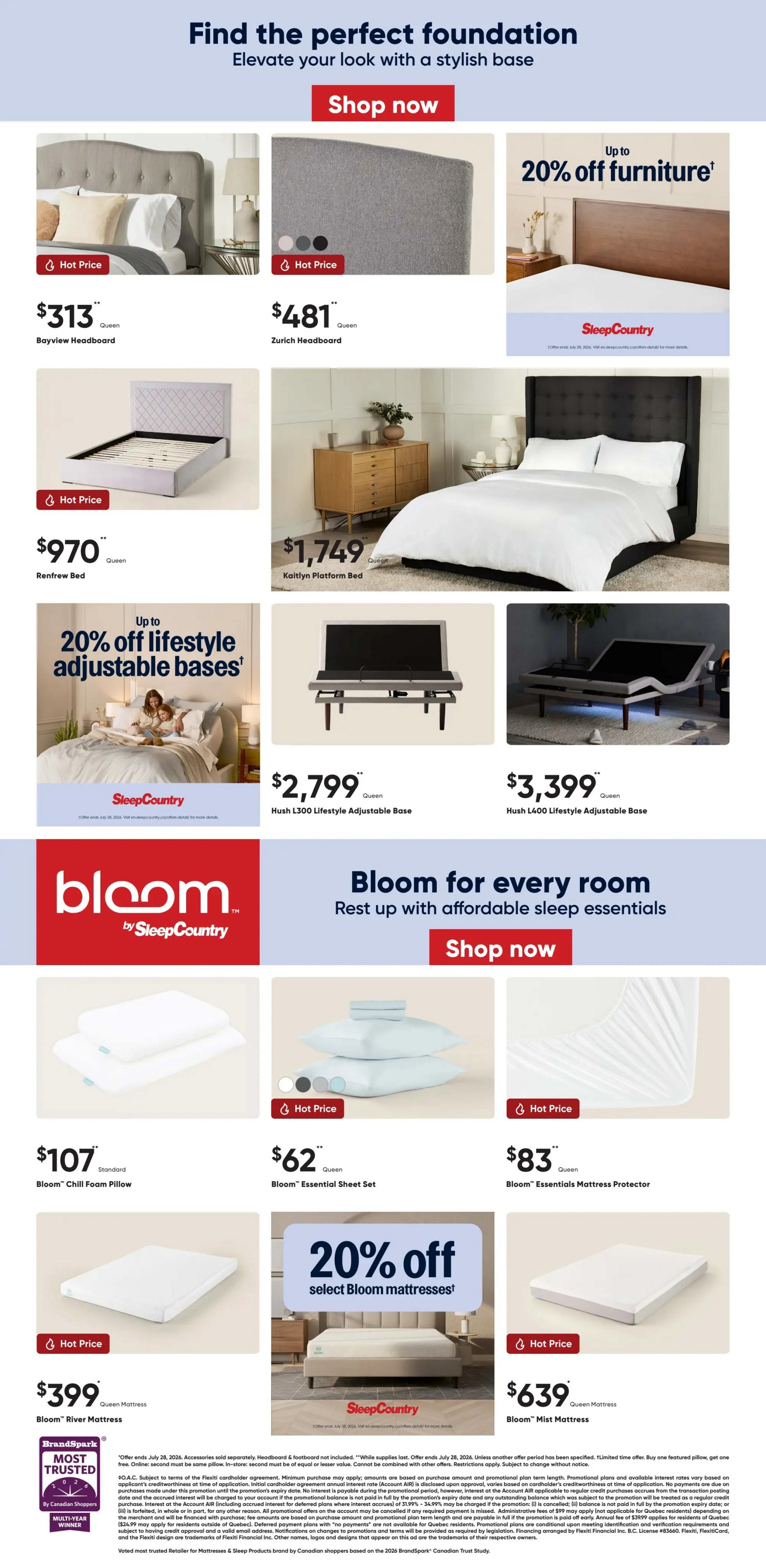 Sleep Country Flyer July 20 to 28