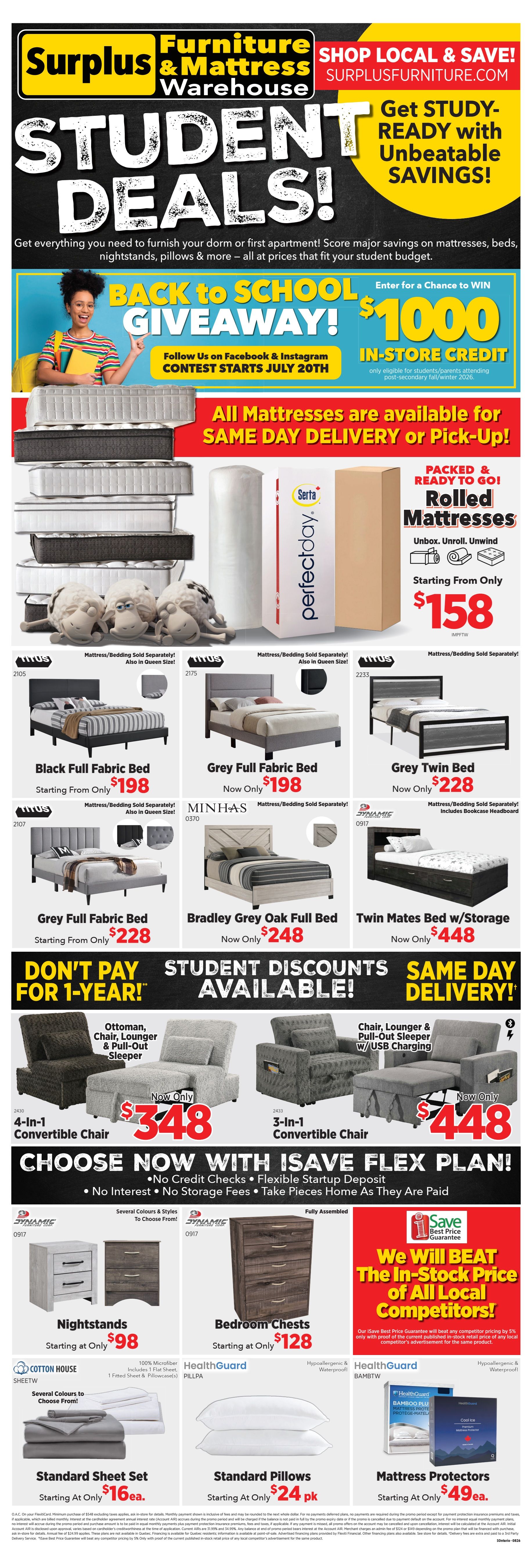 Surplus Furniture & Mattress Warehouse (S.Ontario) Flyer July 20 to August 16