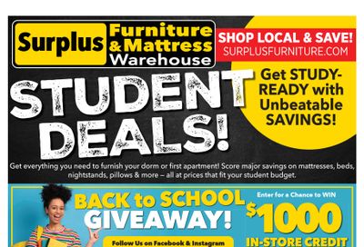 Surplus Furniture & Mattress Warehouse (Halifax, Sydney) Flyer July 20 to August 16