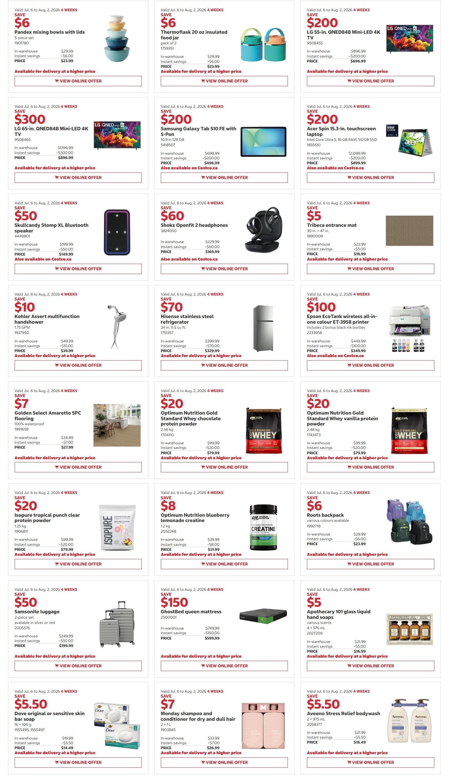 Costco (West, ON, Atlantic Canada) Warehouse Offers July 20 to August 2