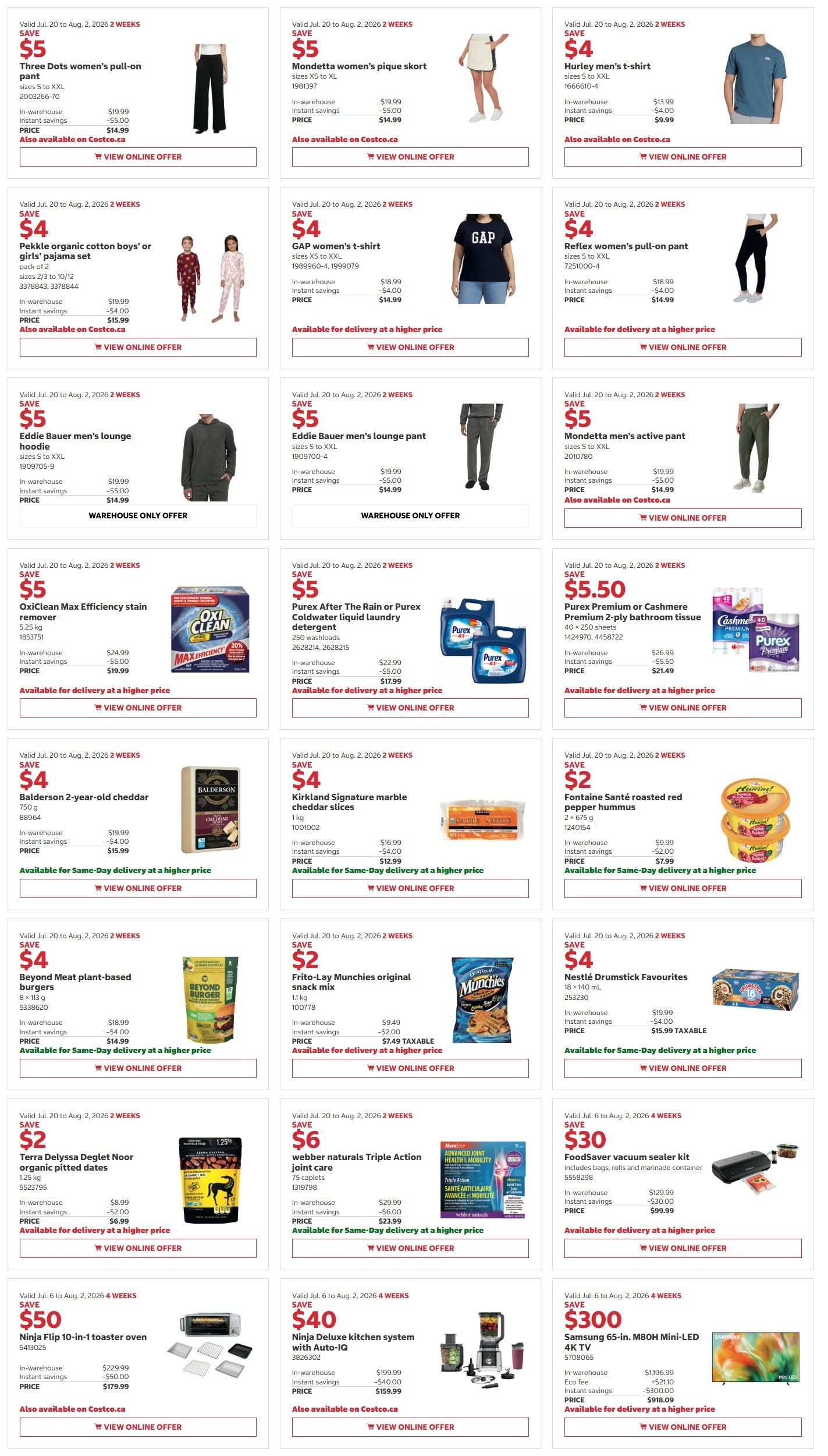 Costco (QC) Warehouse Offers July 20 to August 2