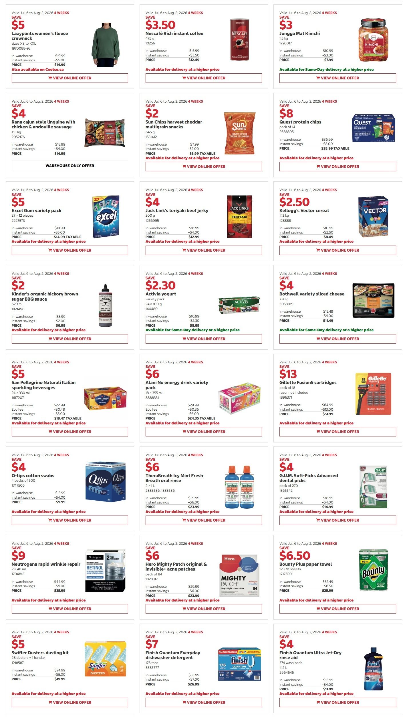 Costco (QC) Warehouse Offers July 20 to August 2