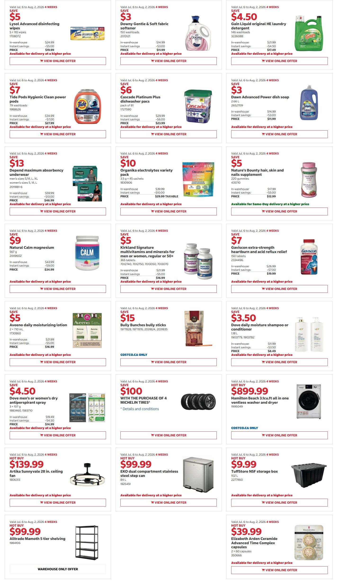 Costco (QC) Warehouse Offers July 20 to August 2