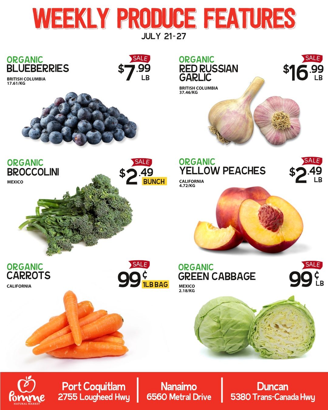 Pomme Natural Market Weekly Produce Flyer July 21 to 27