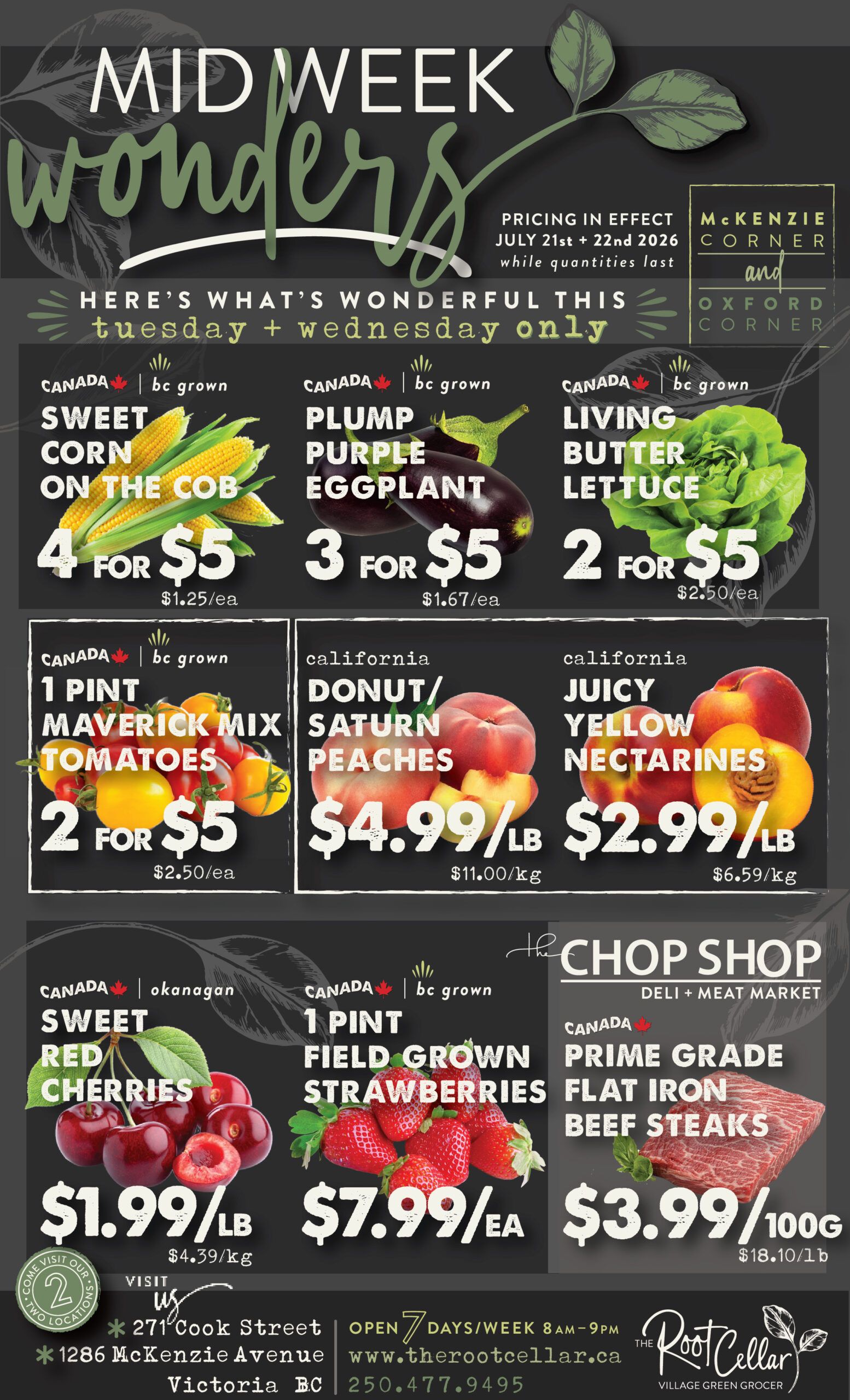 The Root Cellar Mid-Week Flyer July 21 and 22